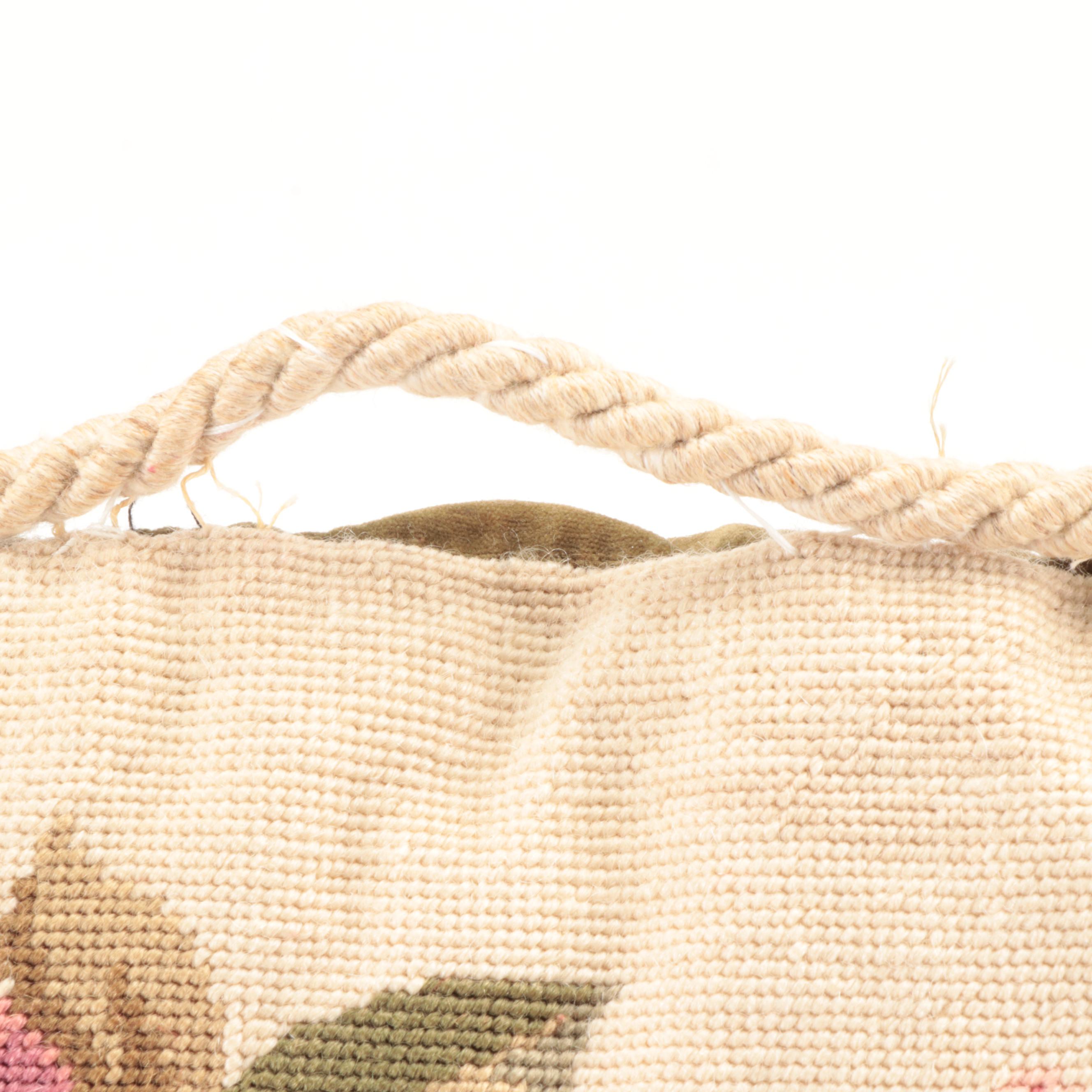 Loié and Other Needlepoint Throw Pillows, Late 20th Century