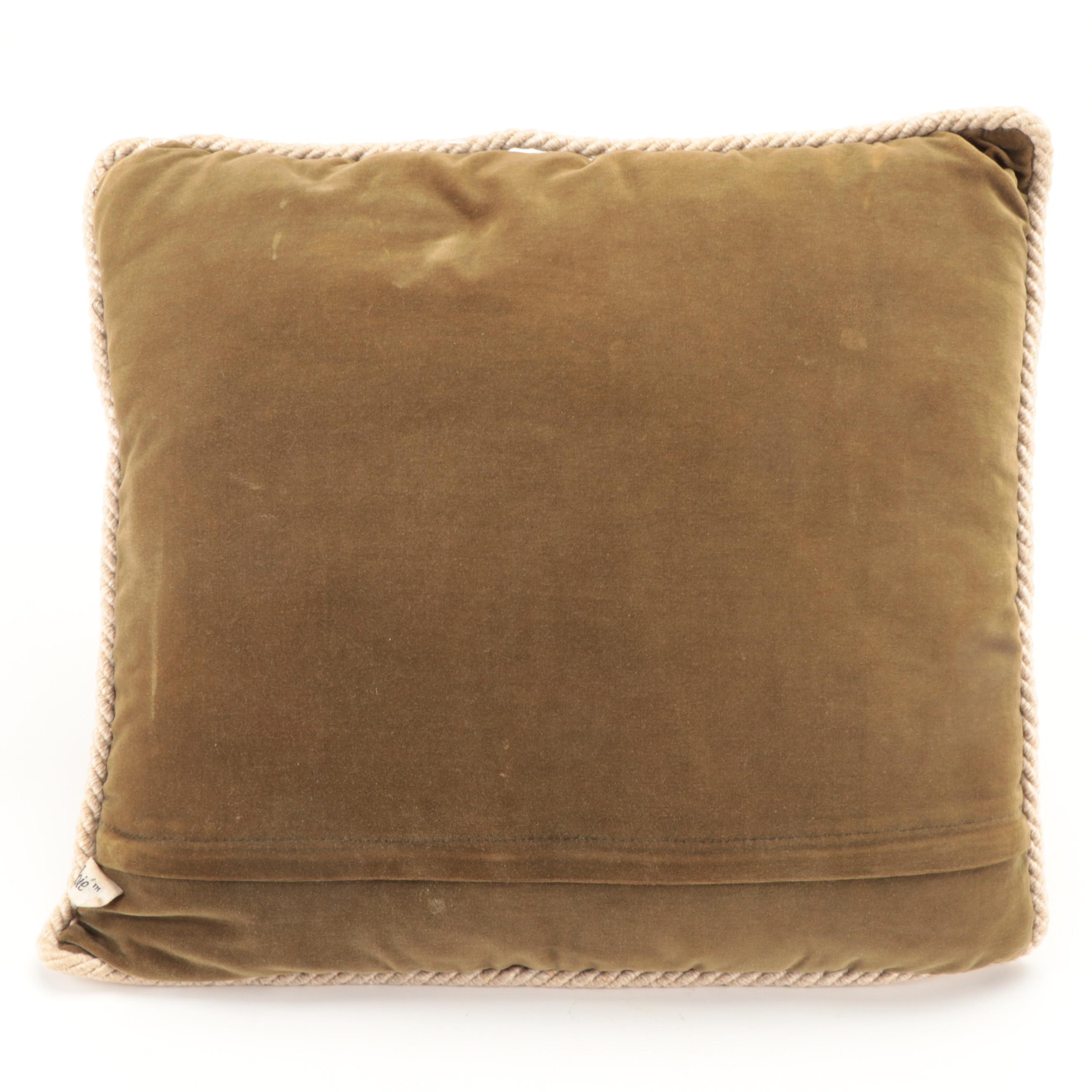 Loié and Other Needlepoint Throw Pillows, Late 20th Century