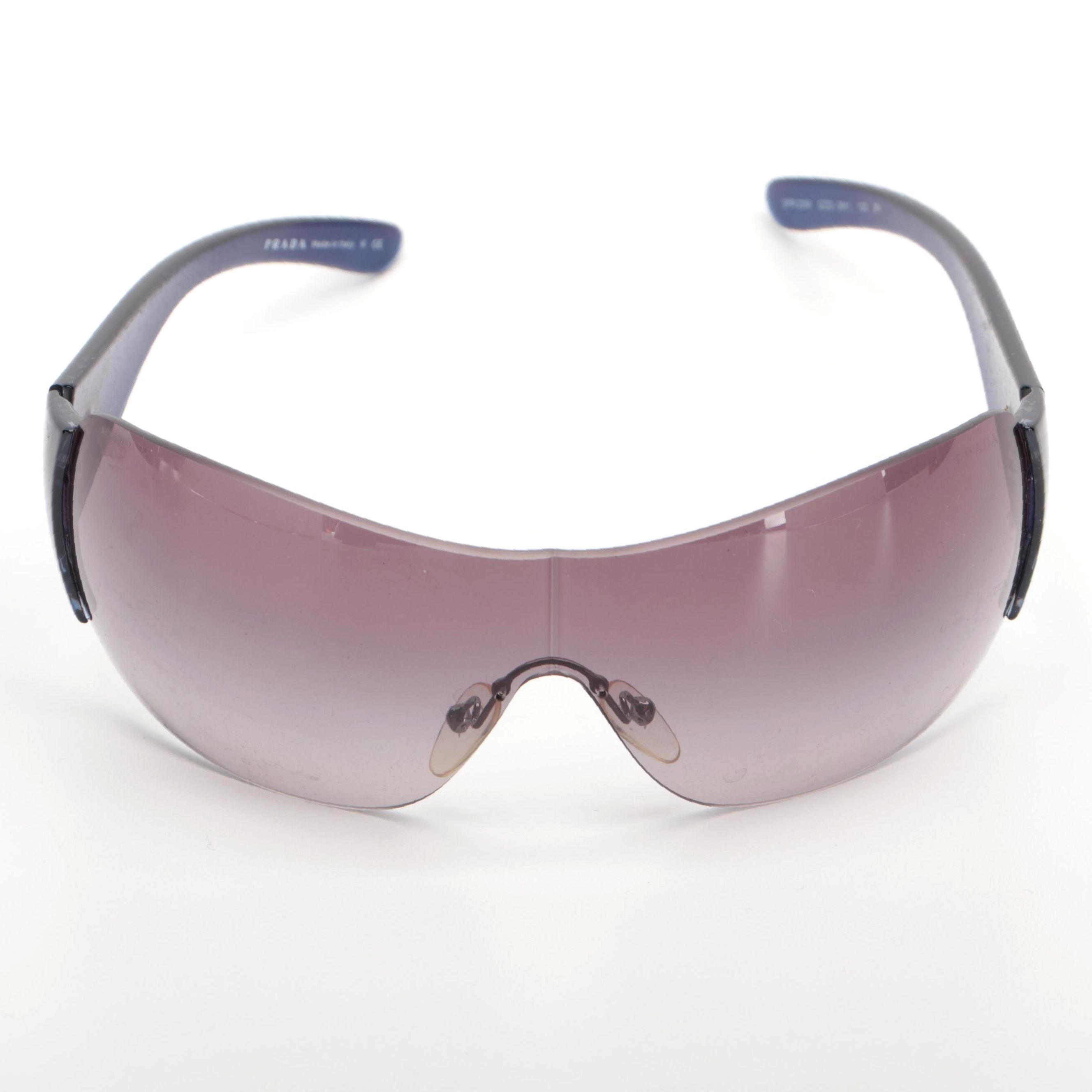 Prada SPR22M Shield Sunglasses in Blue with Case