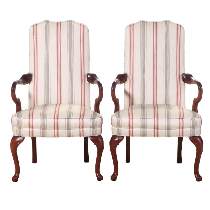 Pair of Conover Chair Co. Queen Anne Style Armchairs