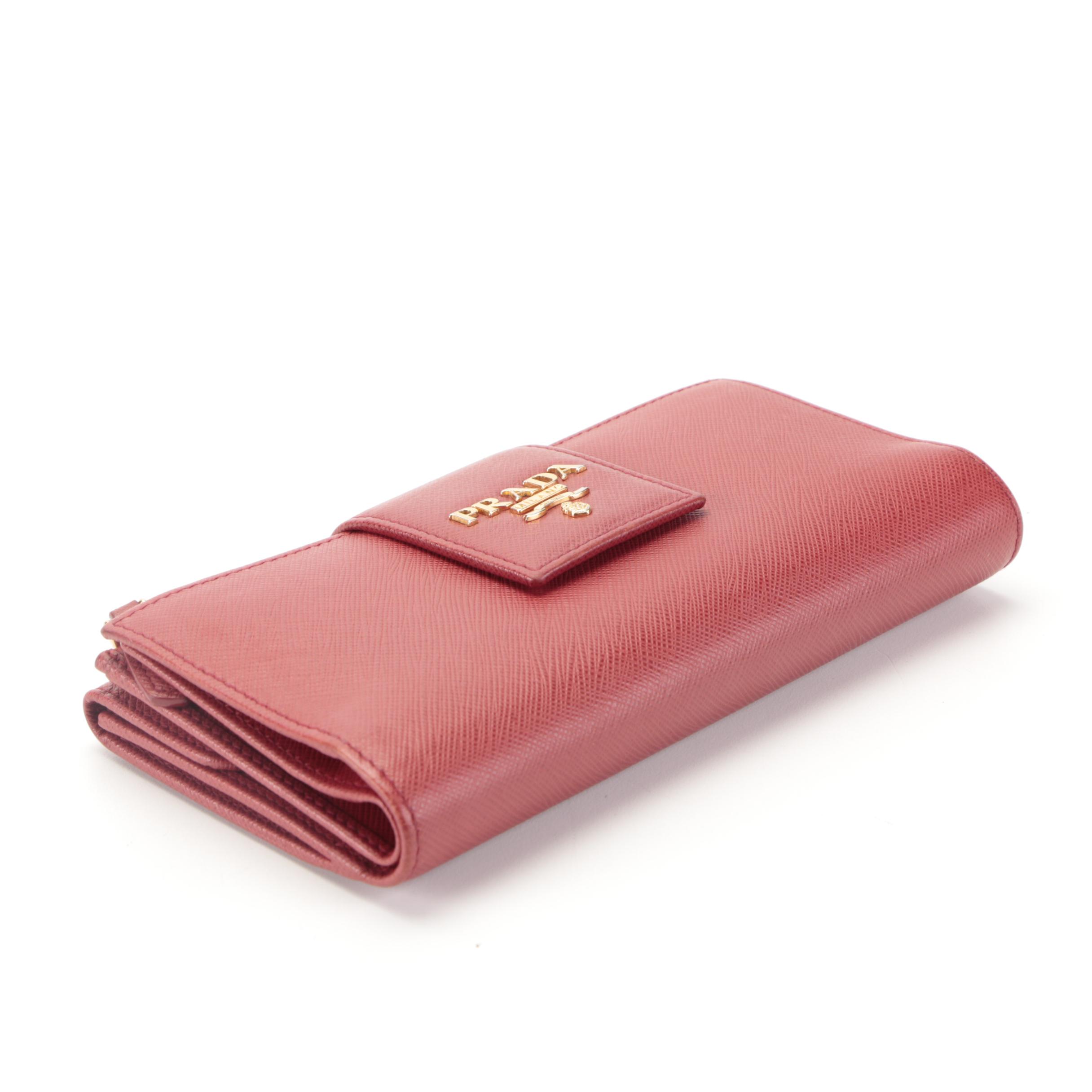 Prada Continental Wallet in Red Saffiano Leather