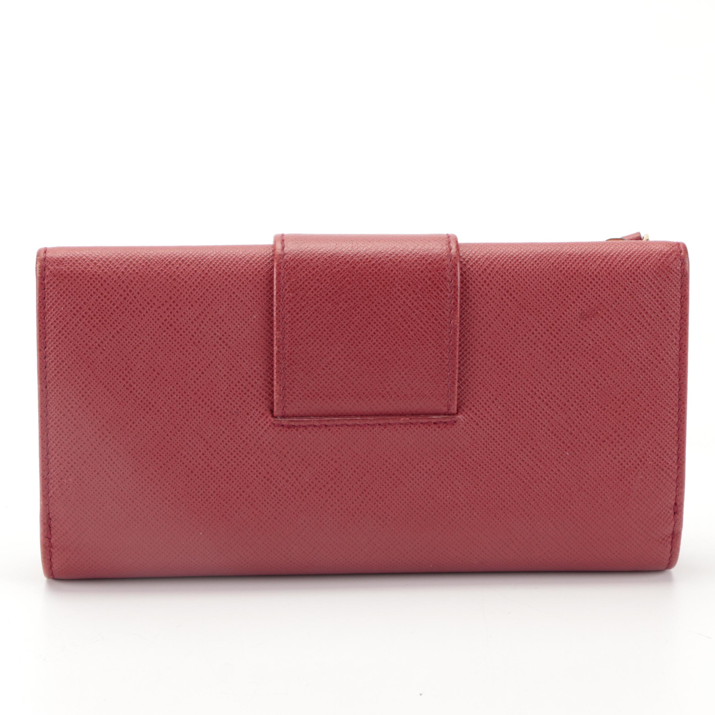 Prada Continental Wallet in Red Saffiano Leather