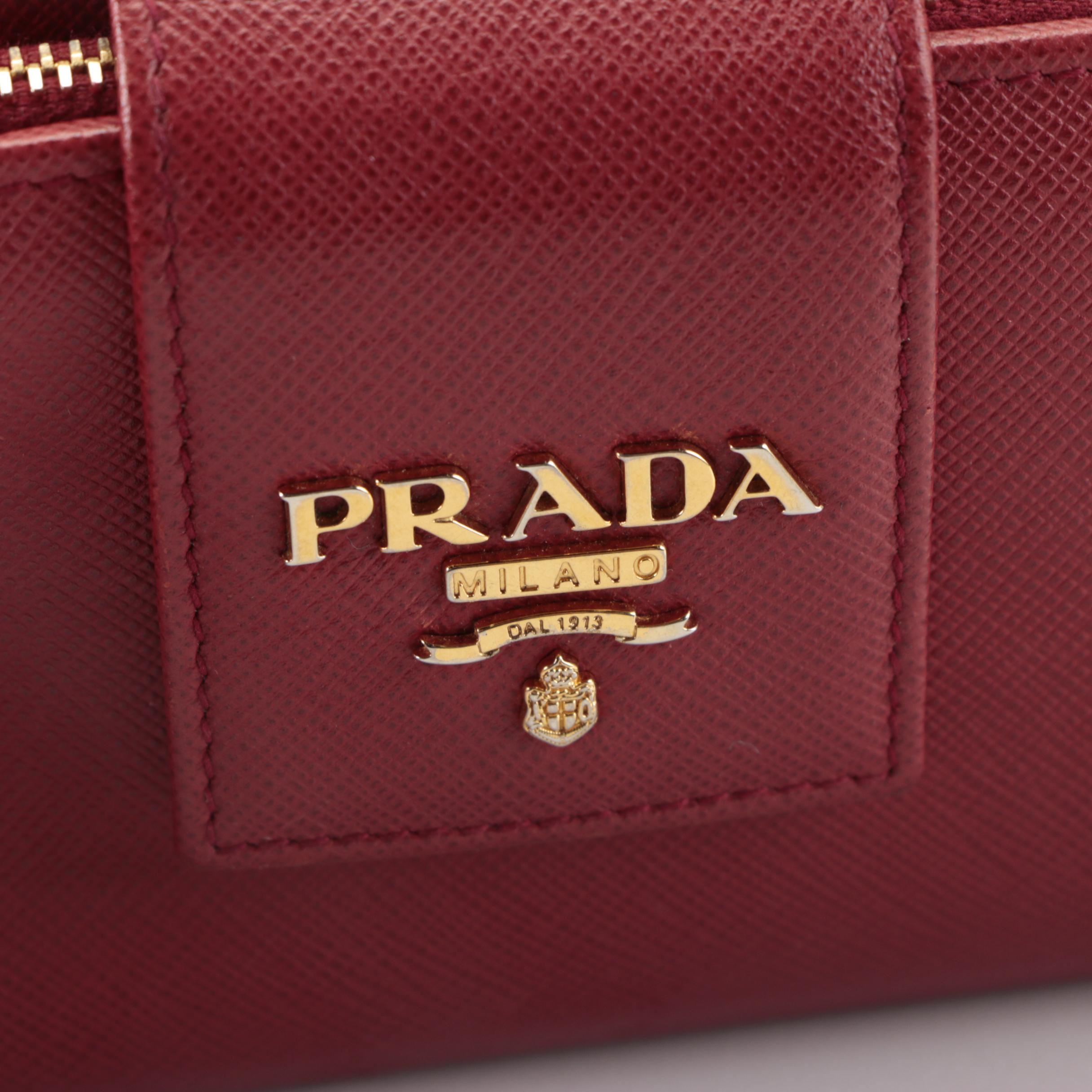 Prada Continental Wallet in Red Saffiano Leather