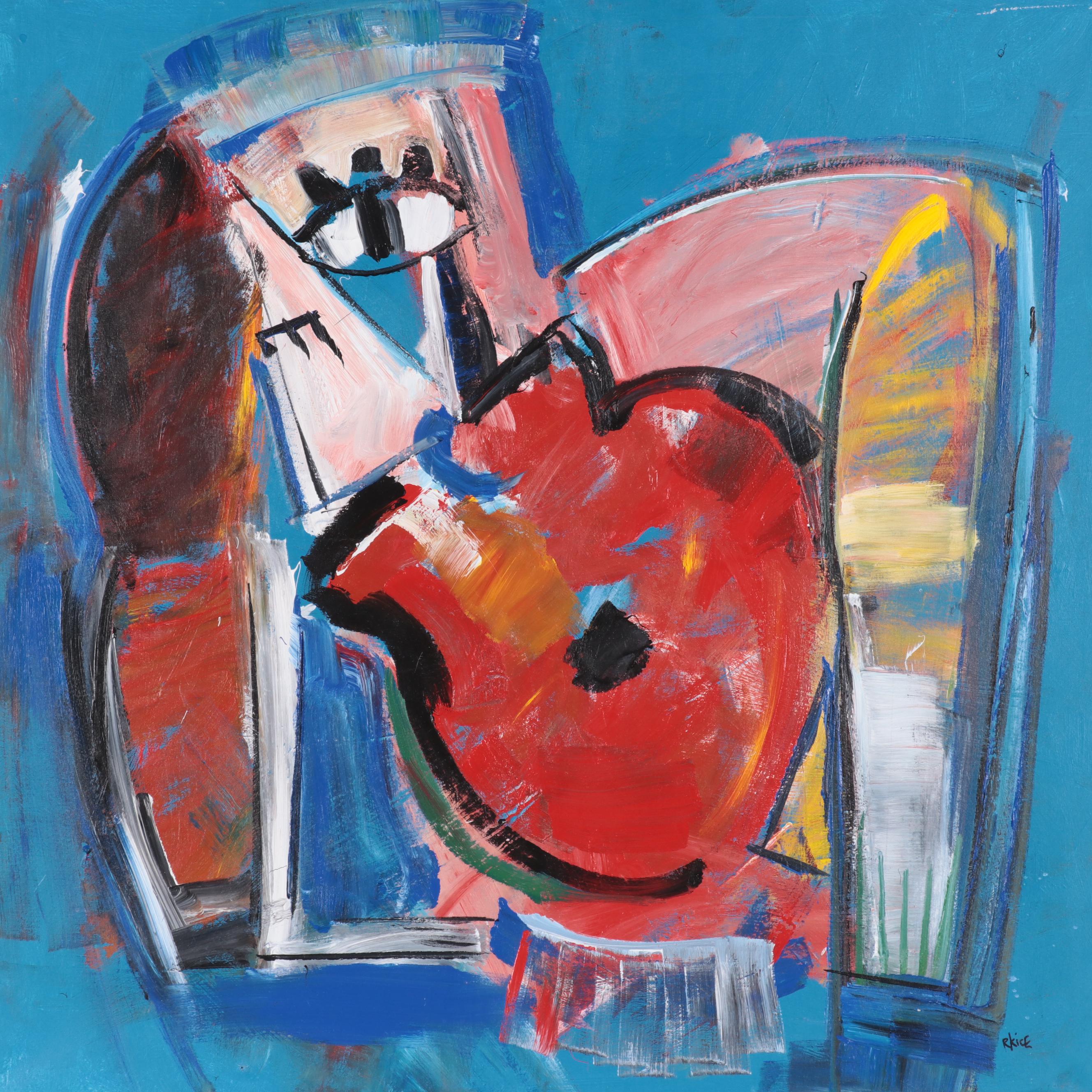 Rachel Kice Abstract Acrylic Painting "The Hug," Circa 2006