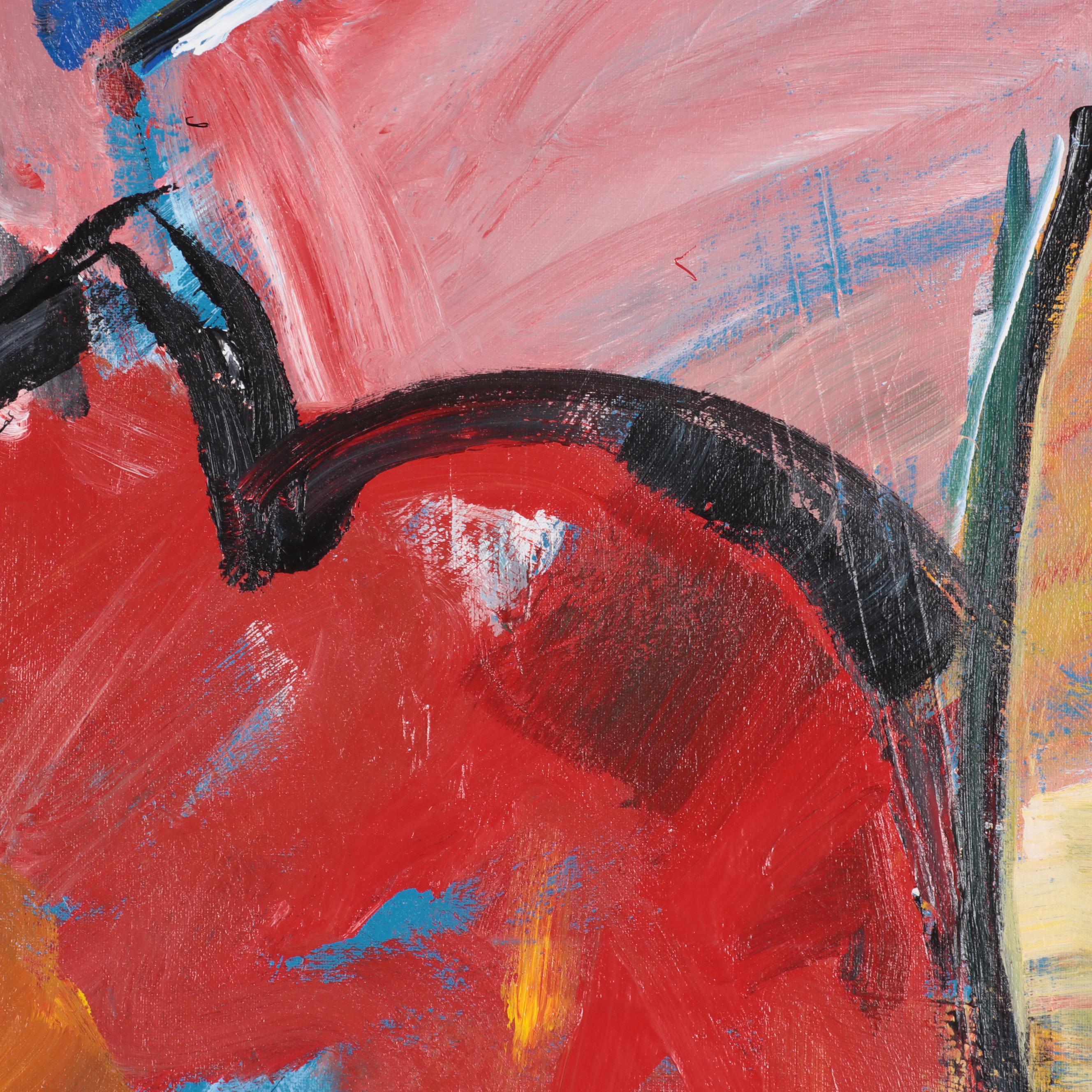 Rachel Kice Abstract Acrylic Painting "The Hug," Circa 2006