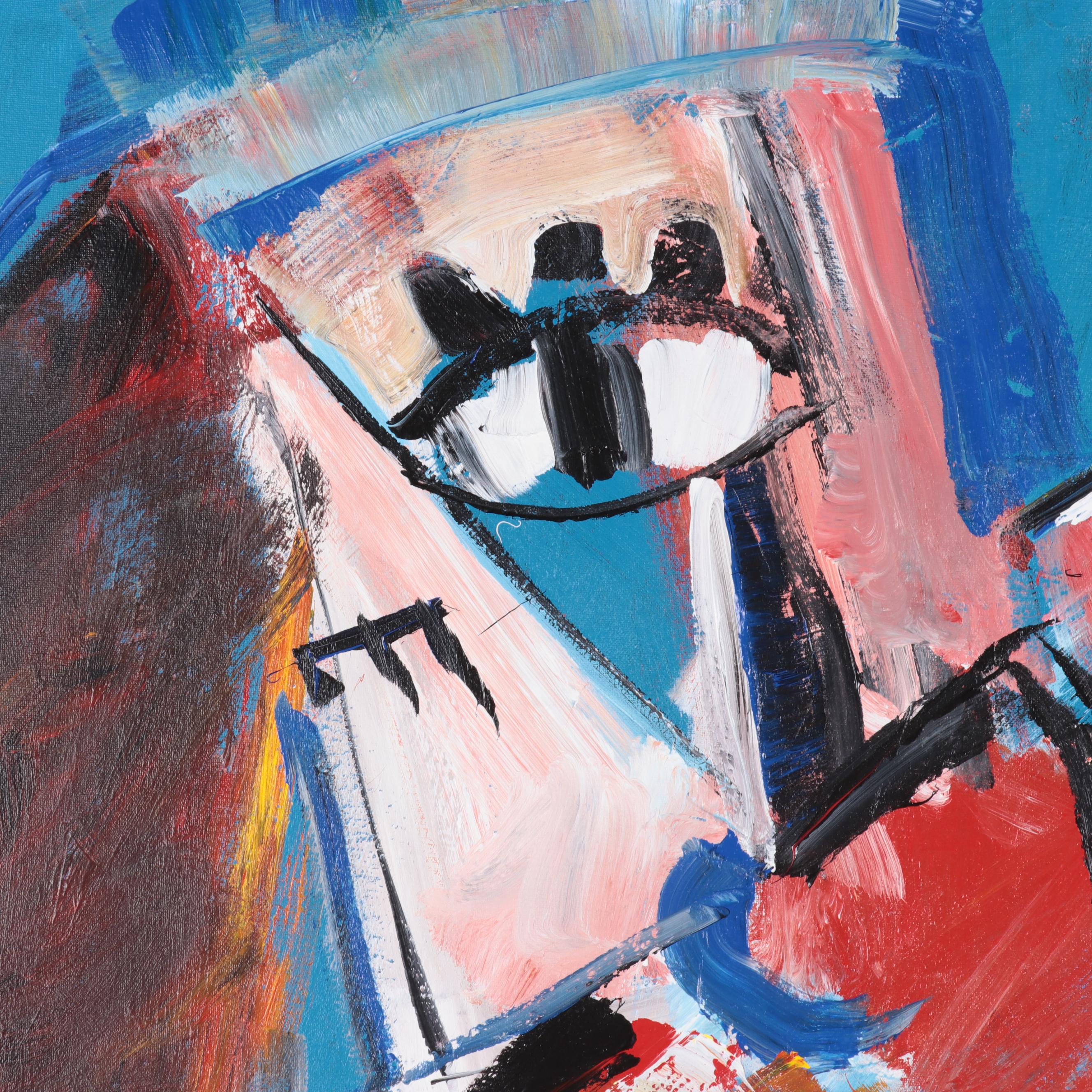 Rachel Kice Abstract Acrylic Painting "The Hug," Circa 2006