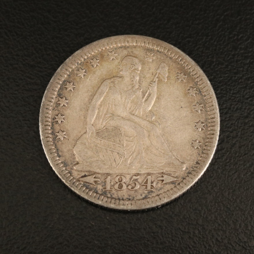 1854 Seated Liberty Silver Quarter