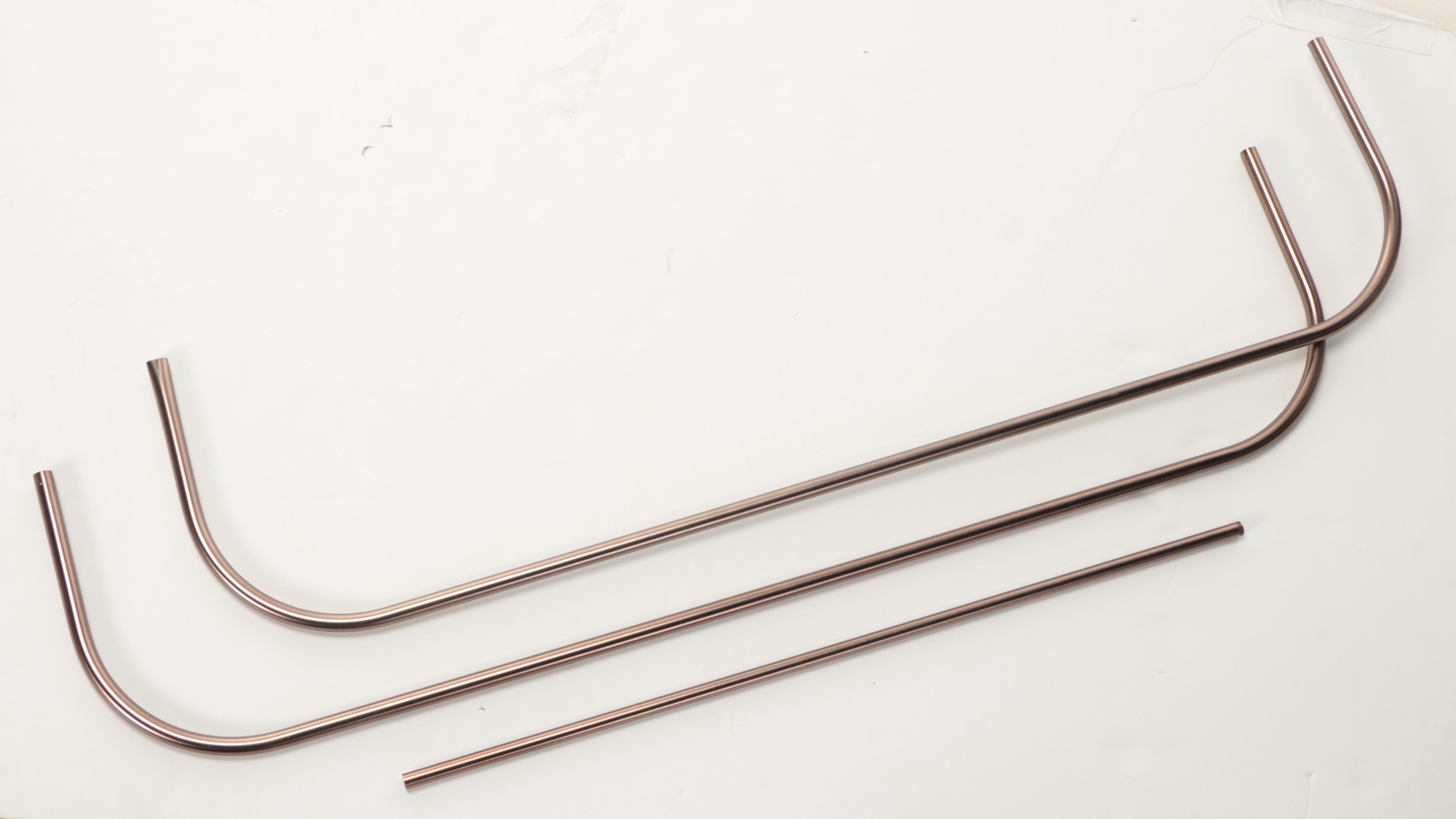 Rectangular Brass Shower Curtain Rod, Vinyl Curtain and Cotton Shower Curtain