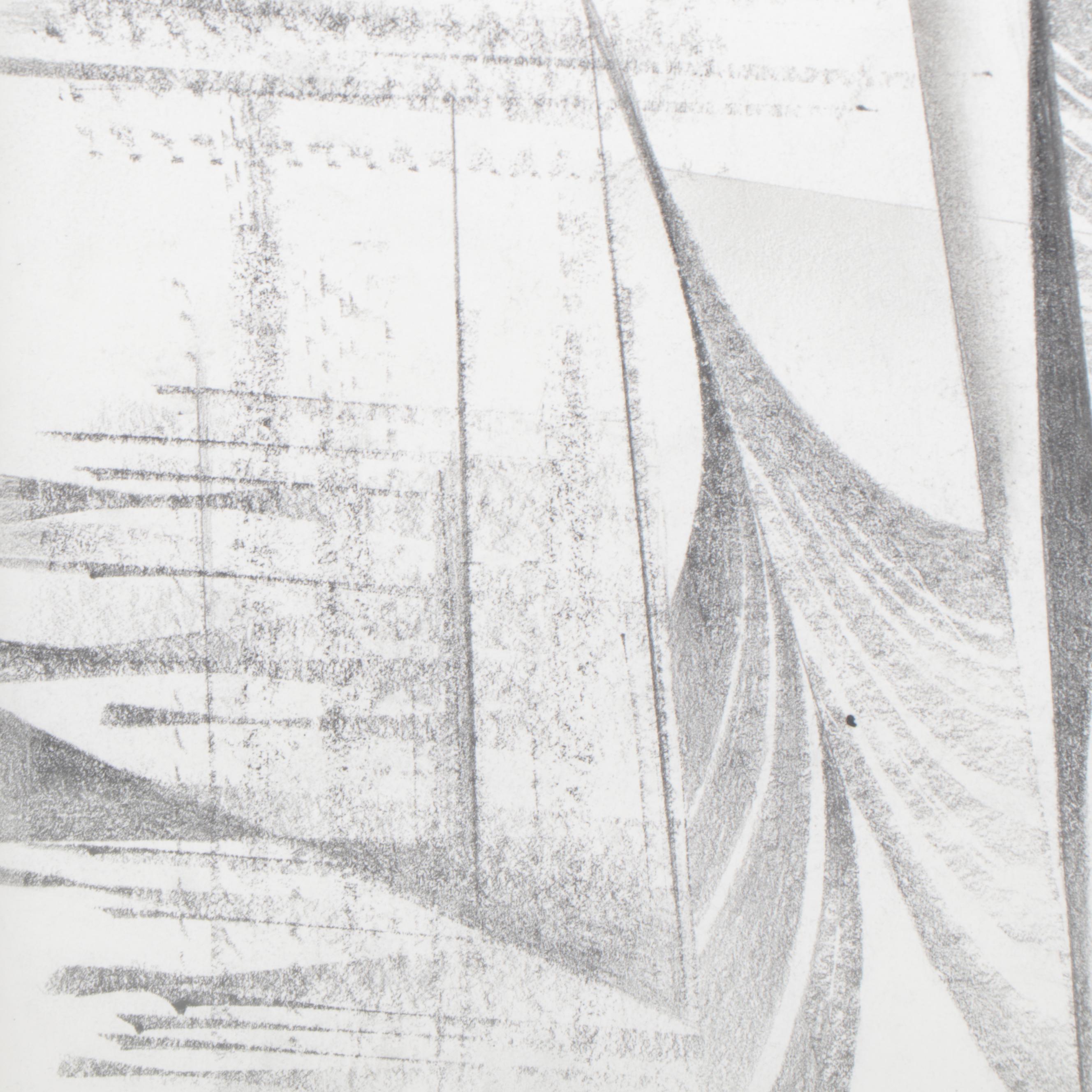 Medard Klein Abstract Non-Objective Graphite Drawing, Late 20th Century