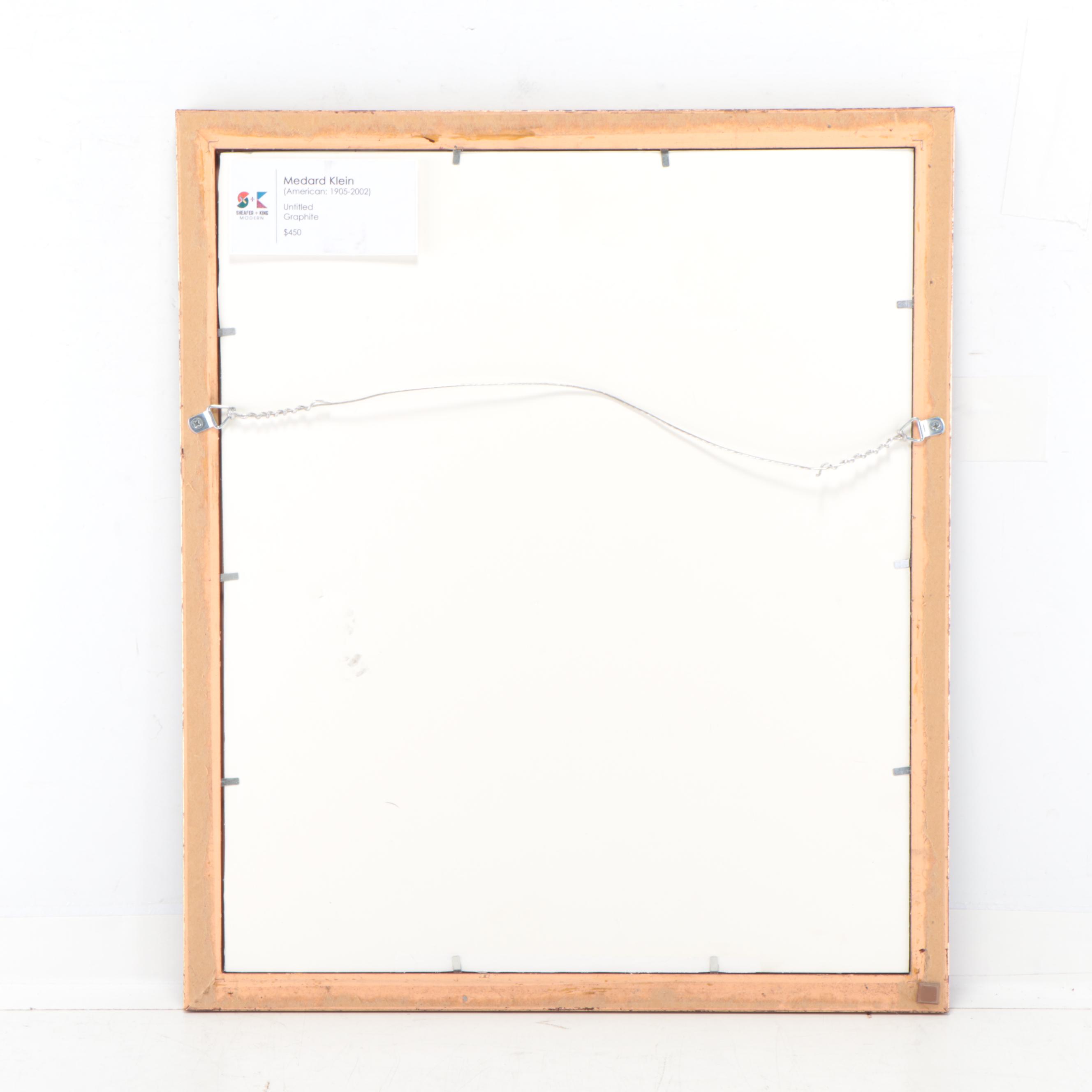 Medard Klein Abstract Non-Objective Graphite Drawing, Late 20th Century