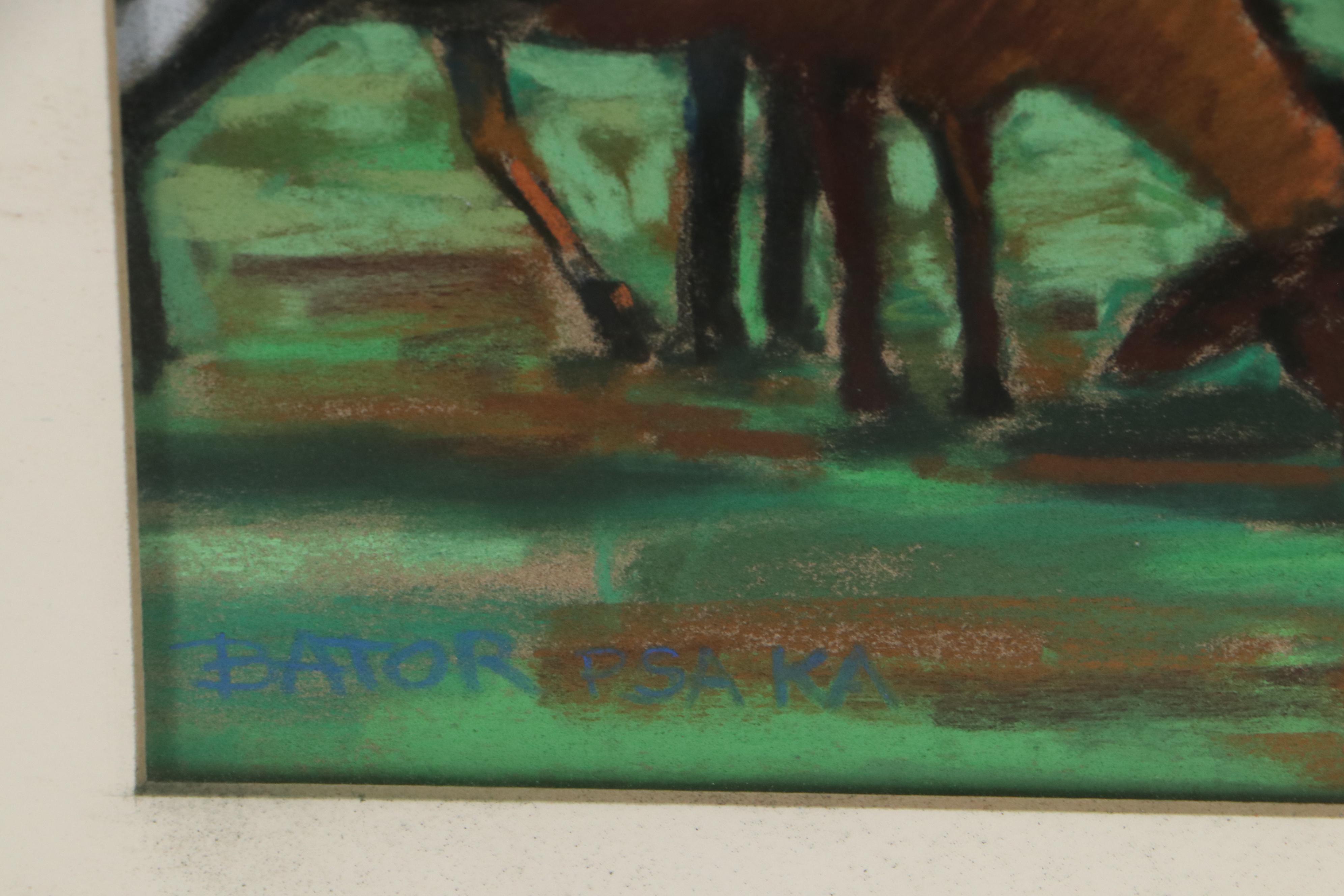 Martha Bator Pastel Drawing "Lunch Time"