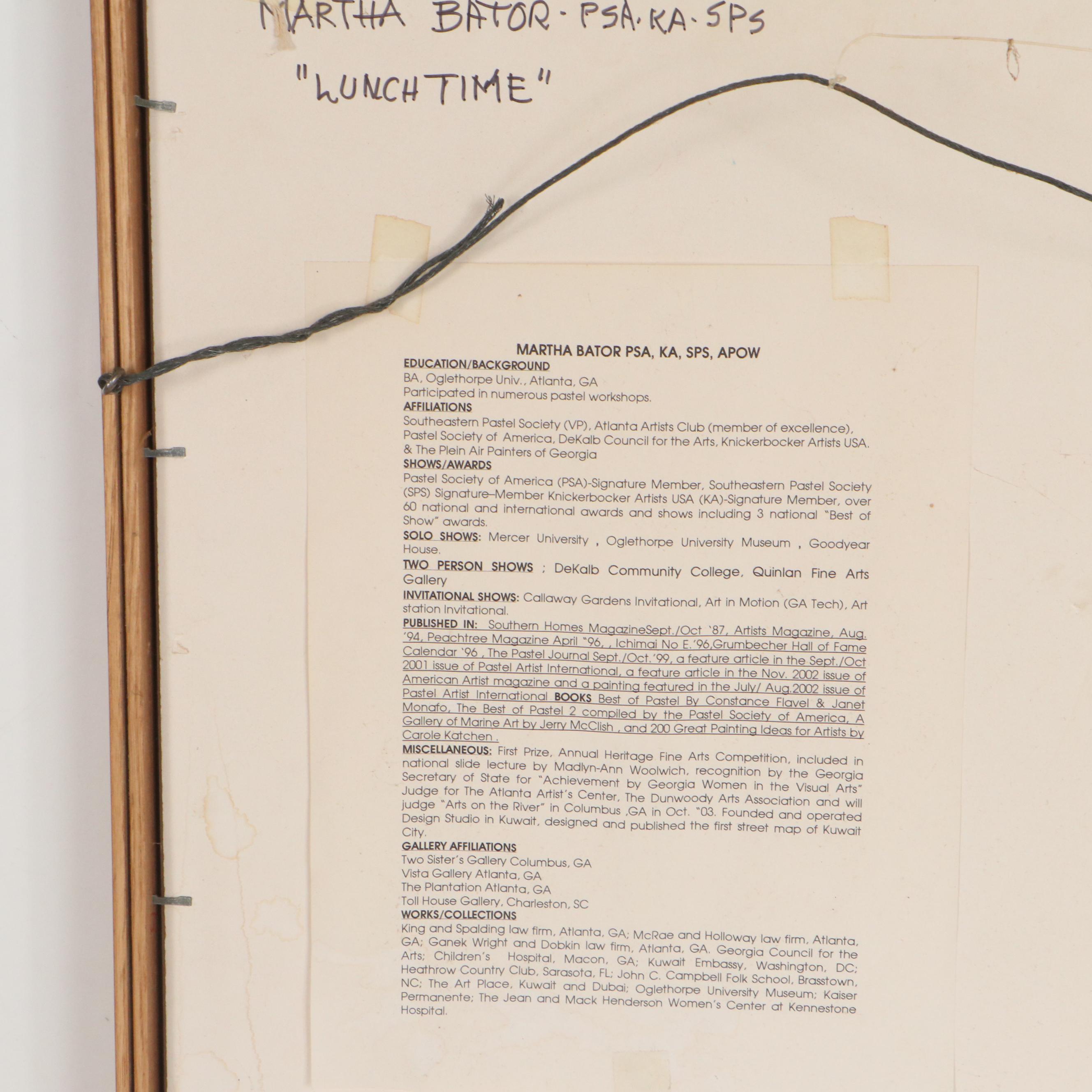 Martha Bator Pastel Drawing "Lunch Time"