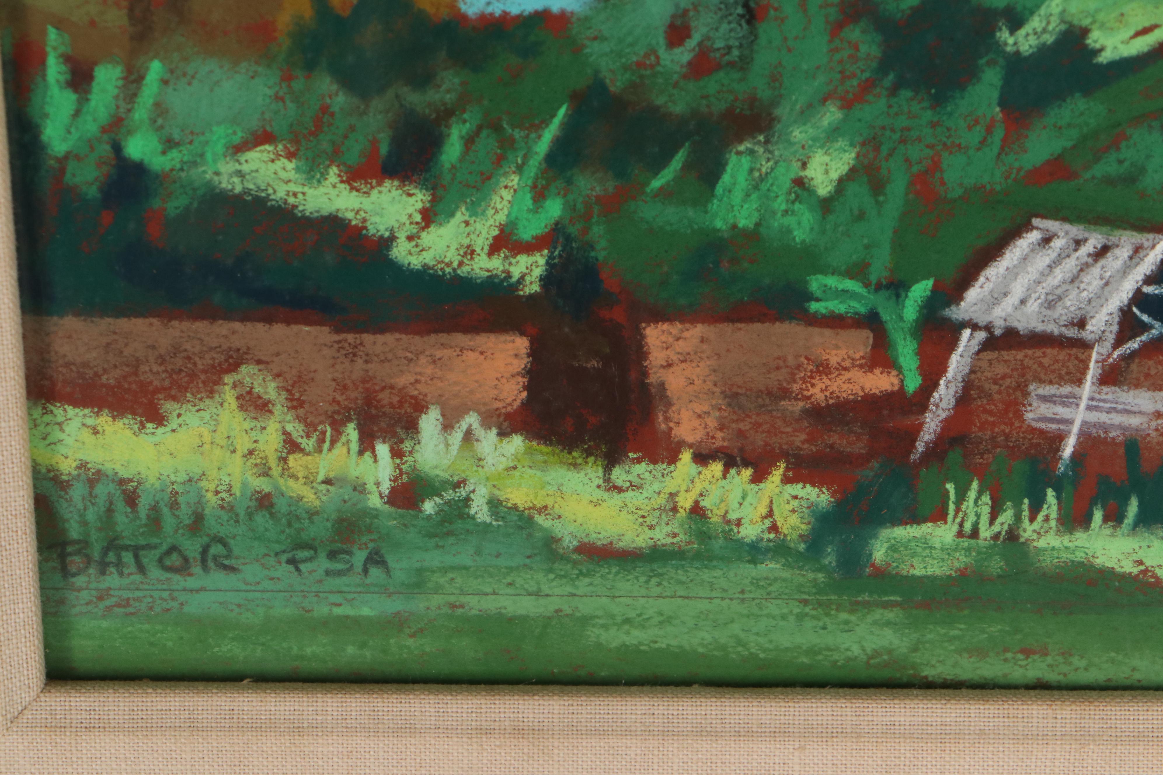 Martha Bator Pastel Drawing "The Picnic Place (Monastery)"