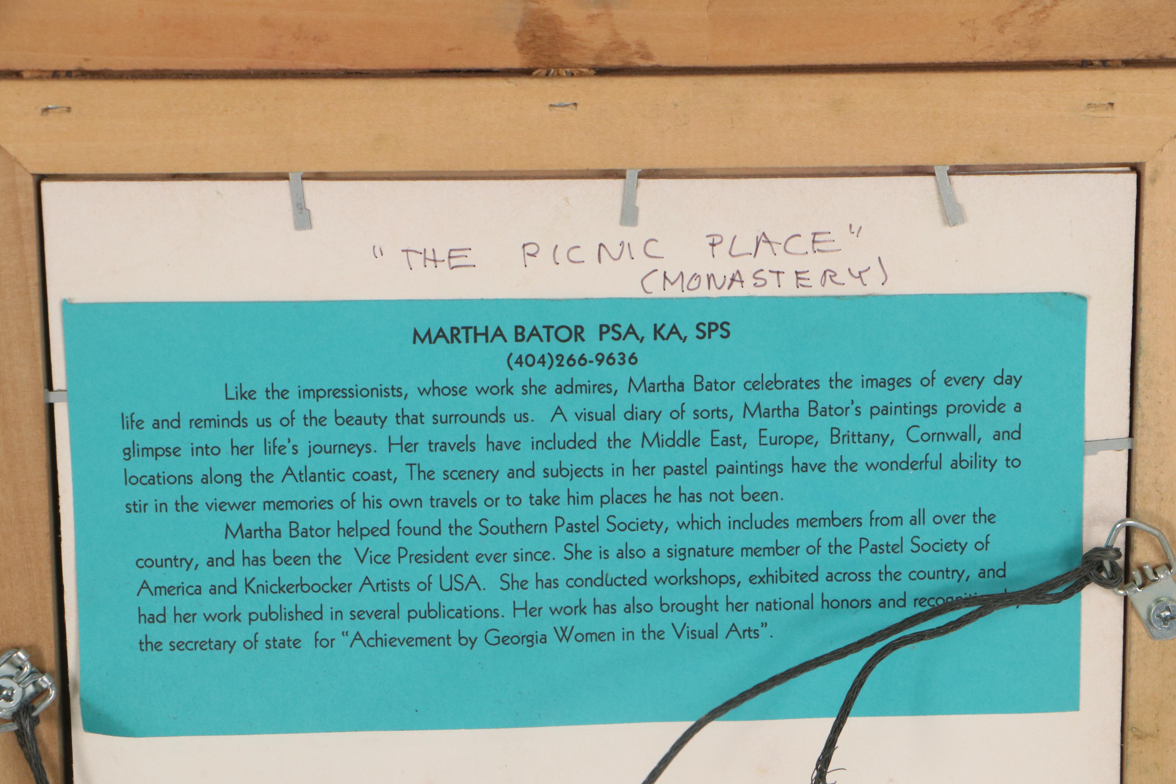 Martha Bator Pastel Drawing "The Picnic Place (Monastery)"