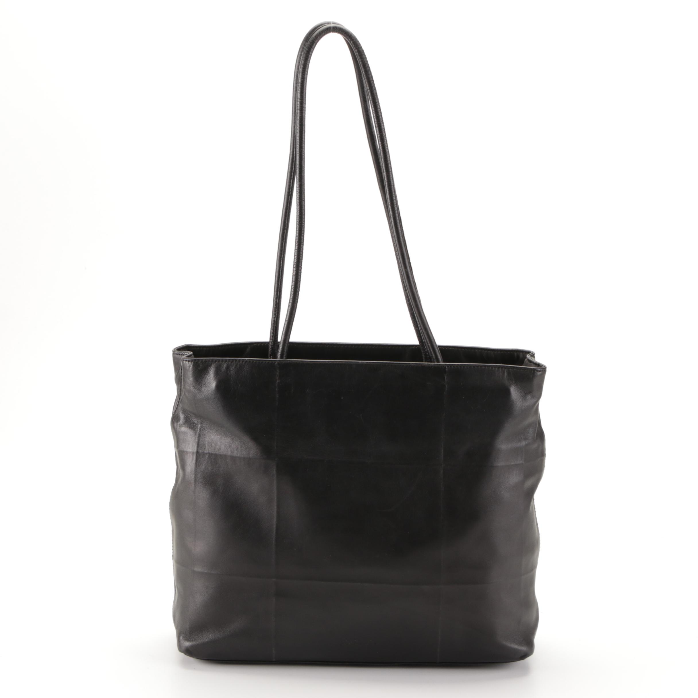 Prada Black Latticework Stitched Leather Tote Bag