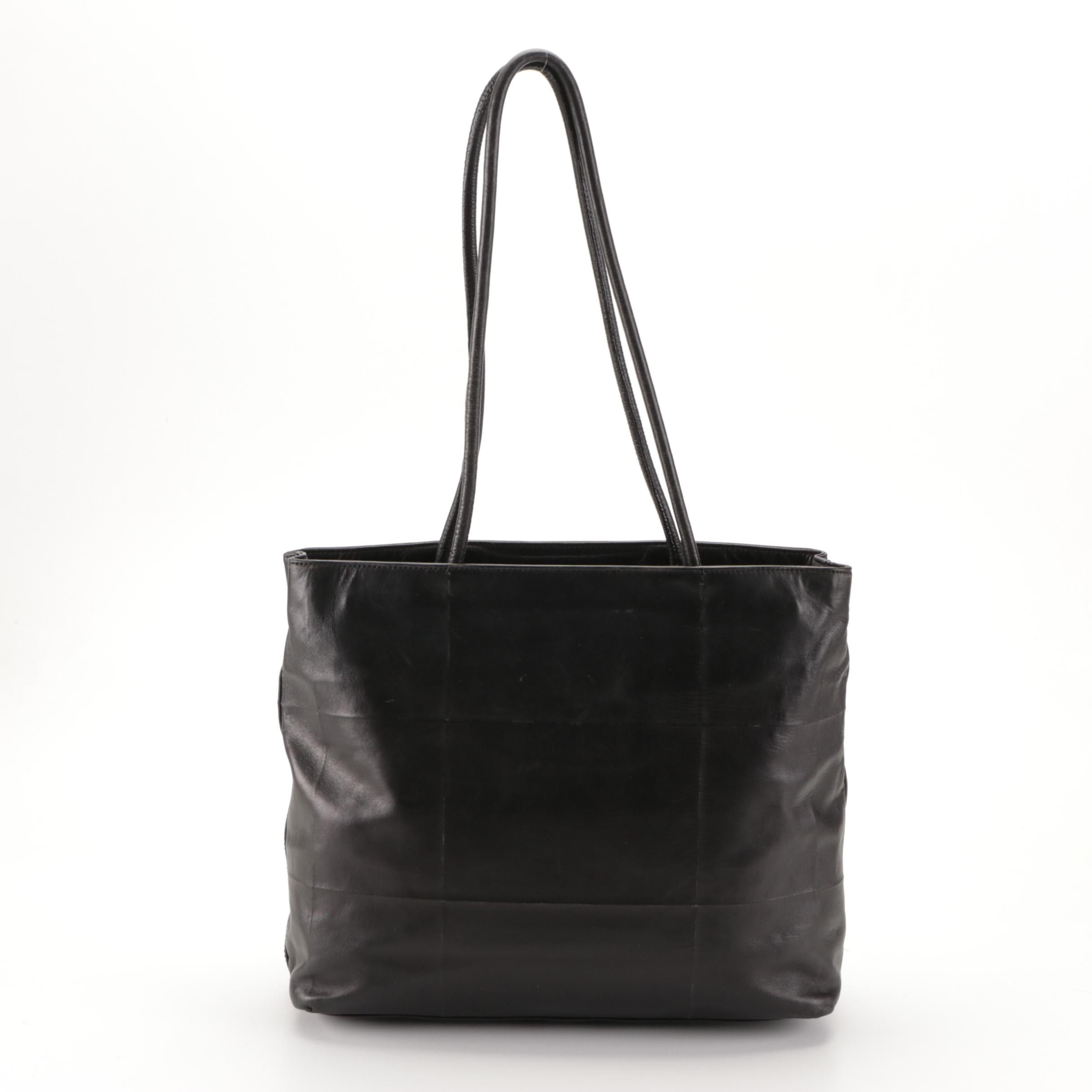 Prada Black Latticework Stitched Leather Tote Bag