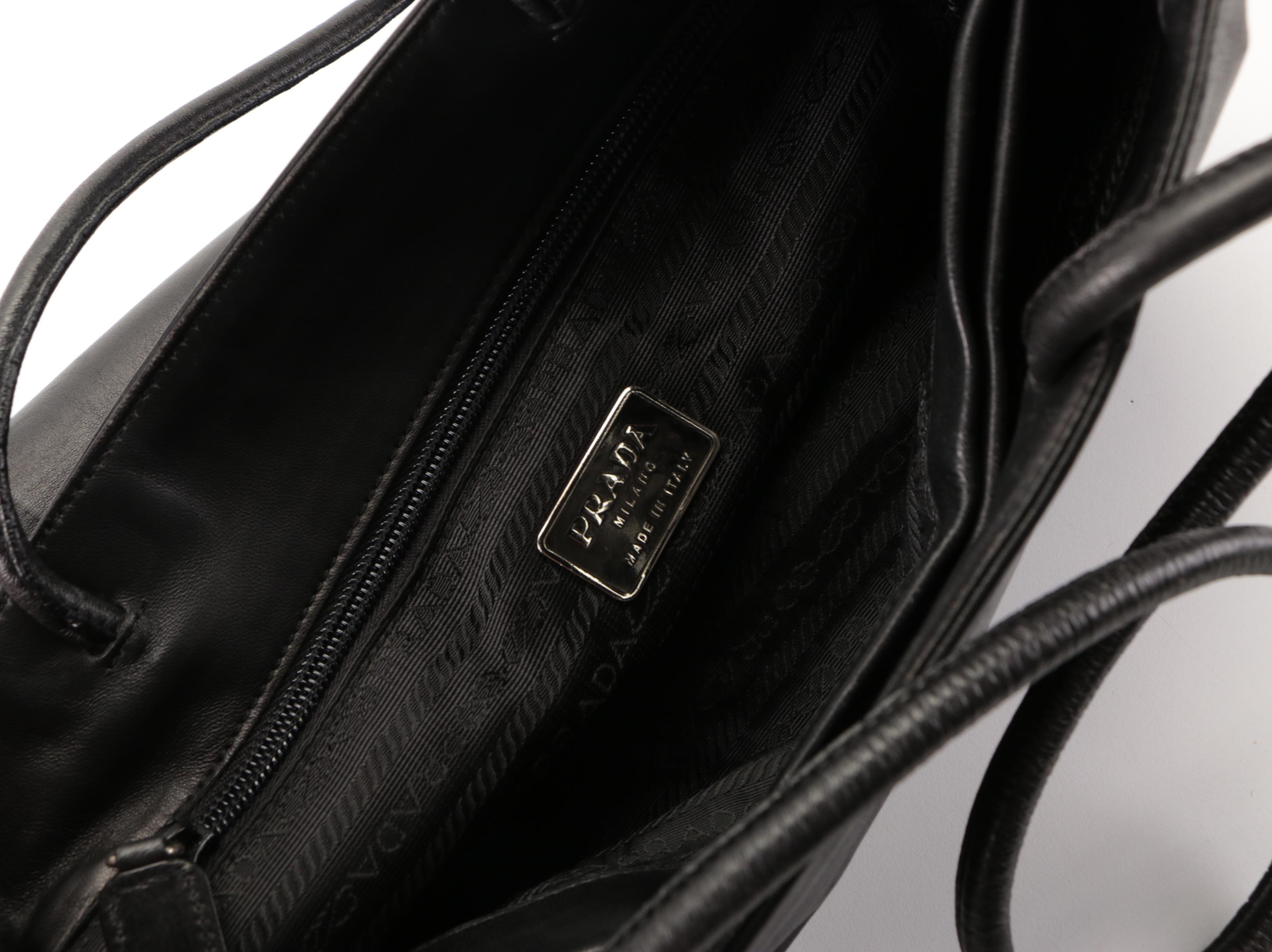 Prada Black Latticework Stitched Leather Tote Bag