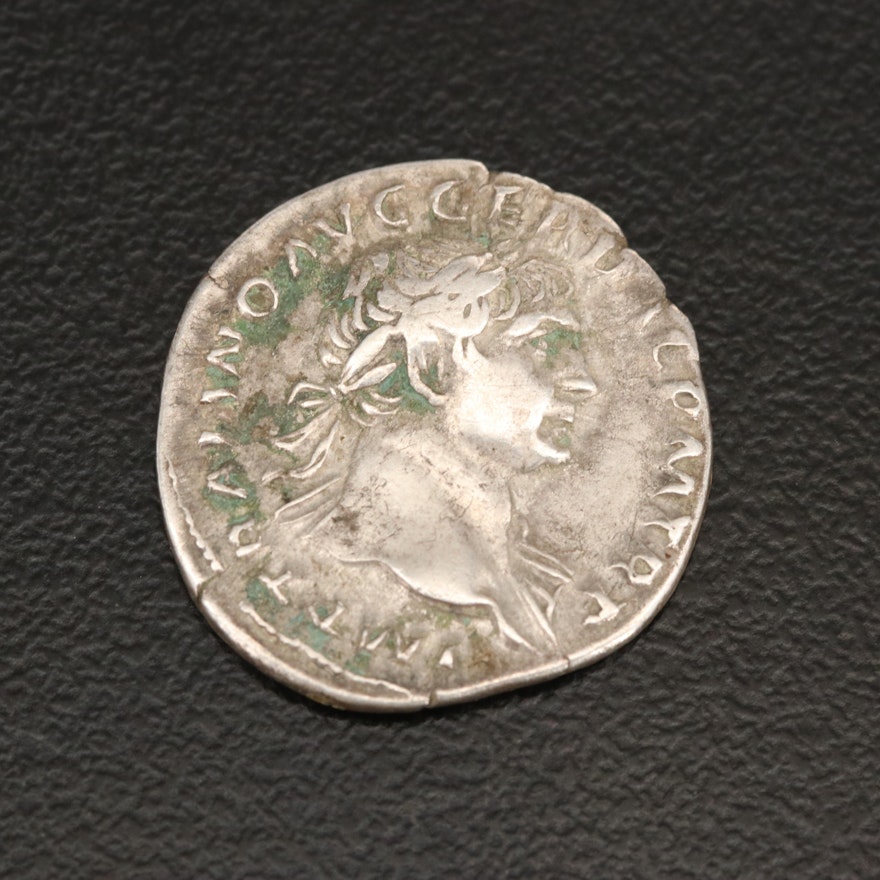 Ancient Roman AR Denarius of Trajan, 98–117 AD