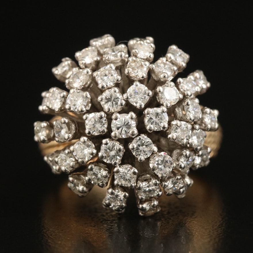 14K 2.00 CTW Diamond Cluster Ring