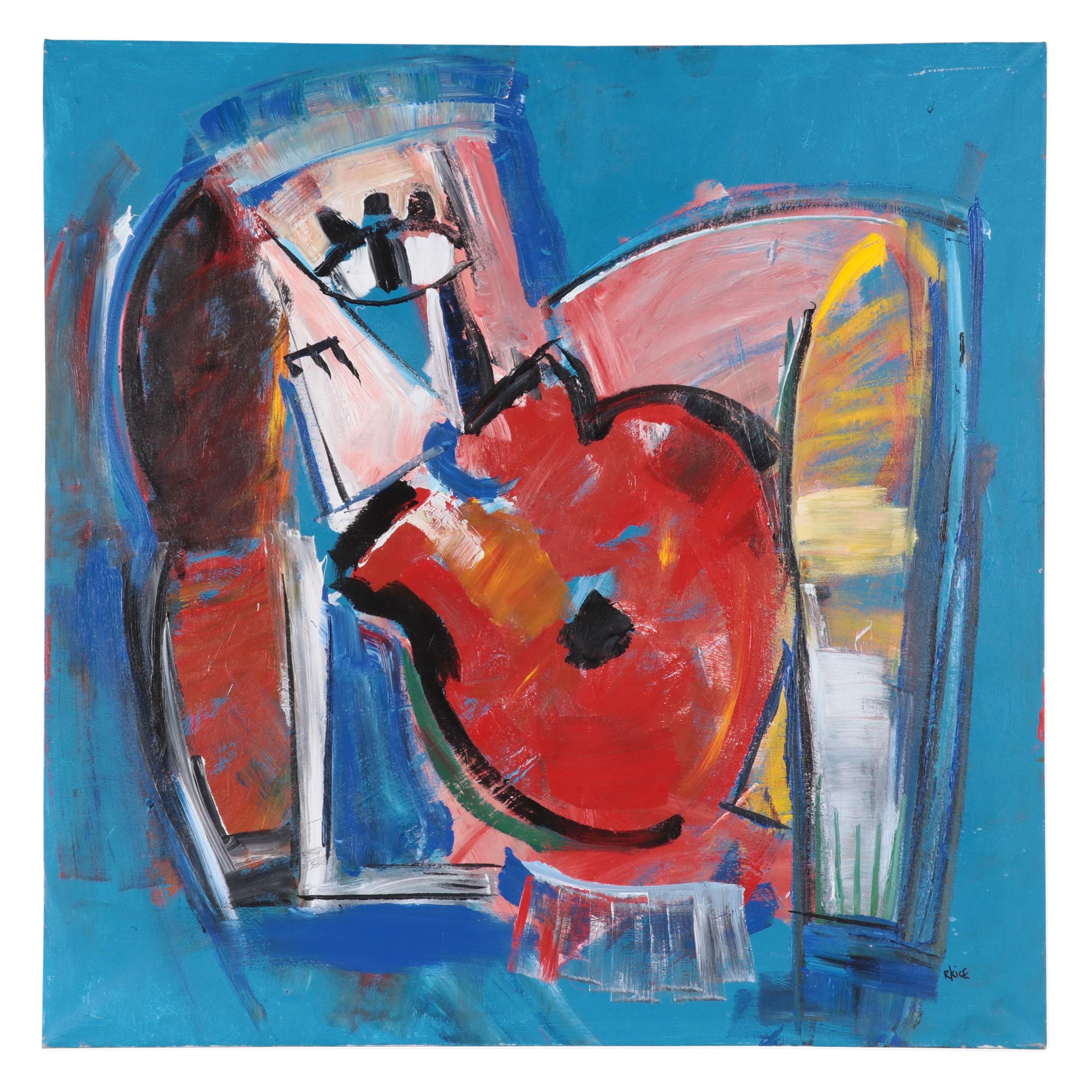 Rachel Kice Abstract Acrylic Painting "The Hug," Circa 2006