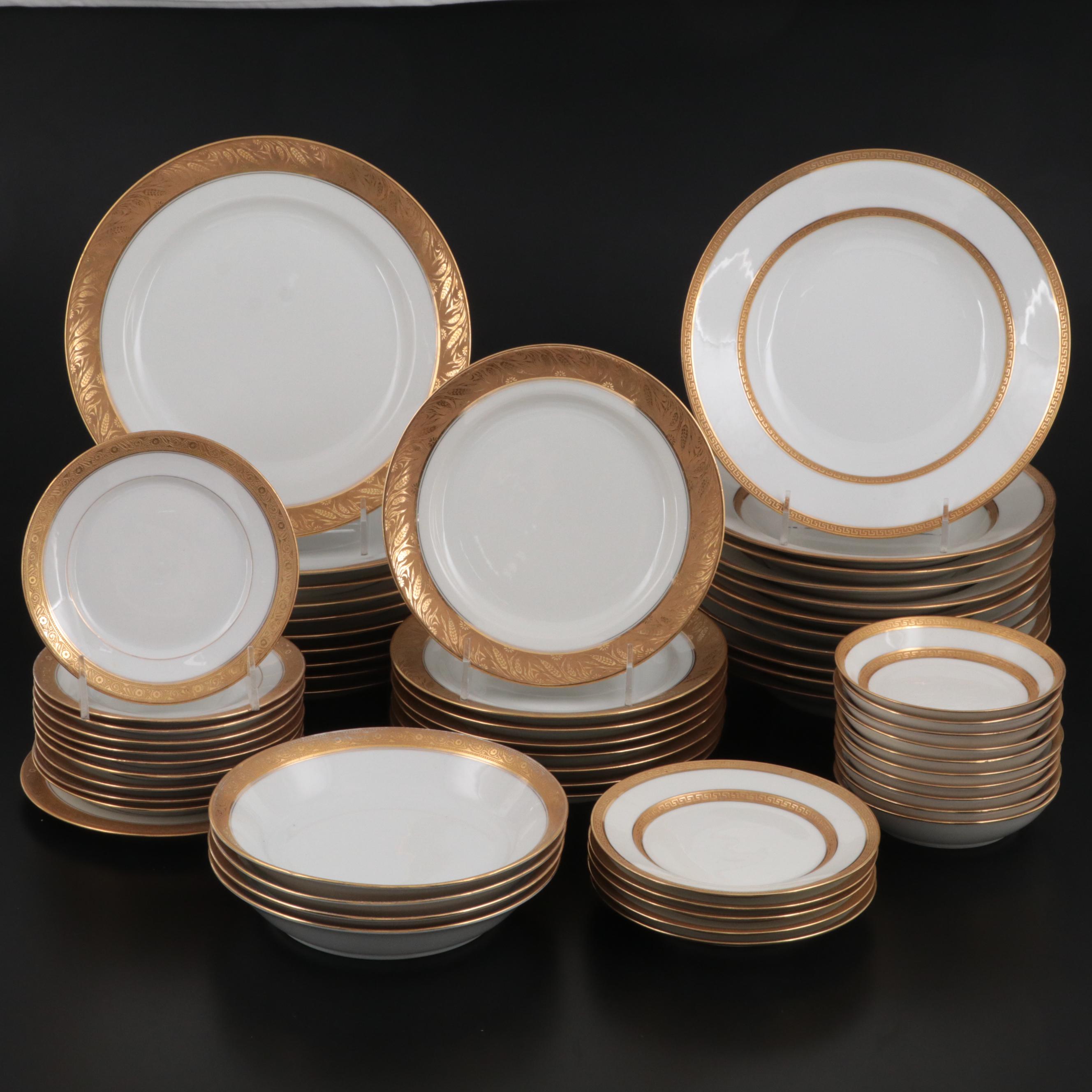 Haviland Limoges and Other Gold Rimmed Porcelain Dinnerware
