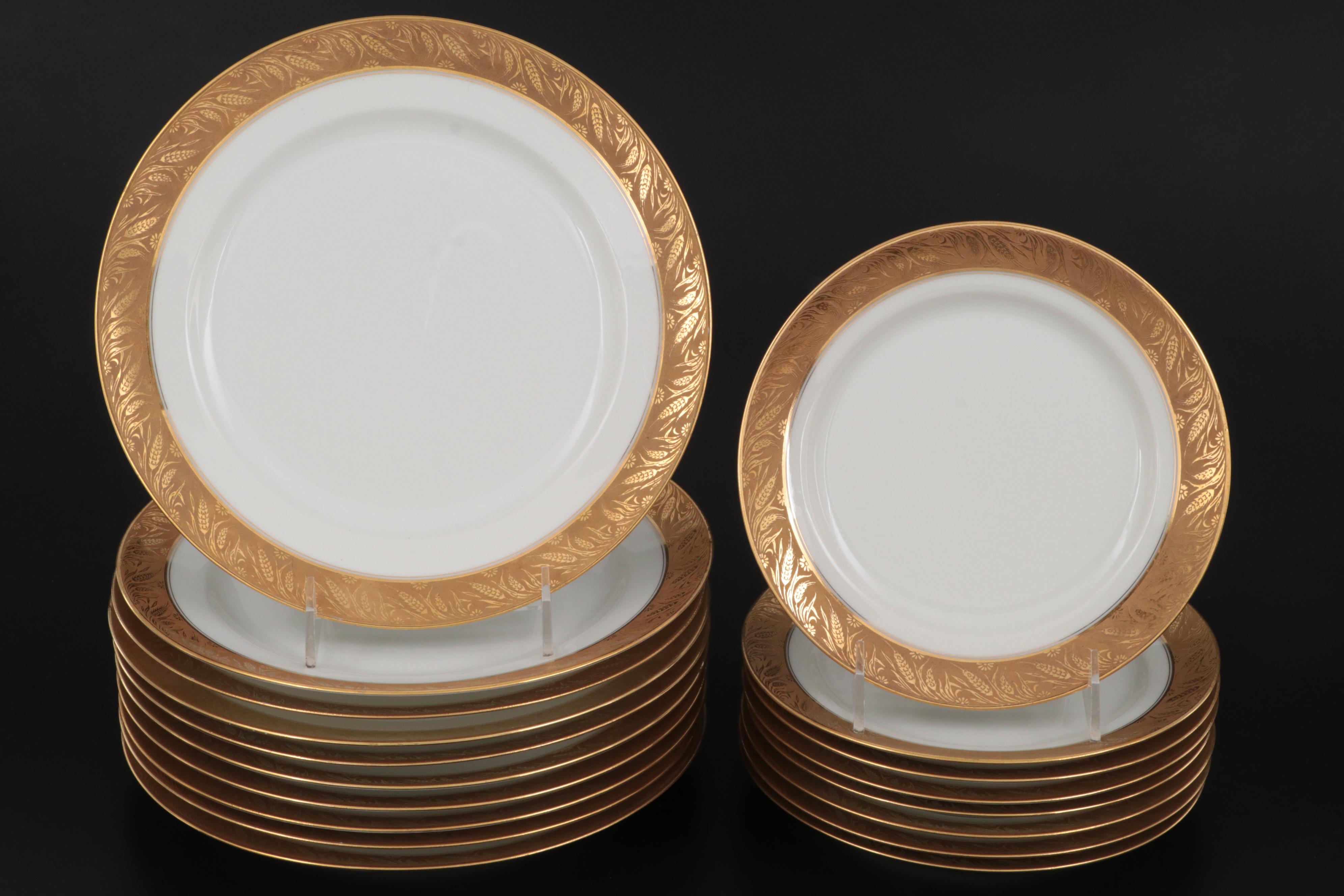 Haviland Limoges and Other Gold Rimmed Porcelain Dinnerware