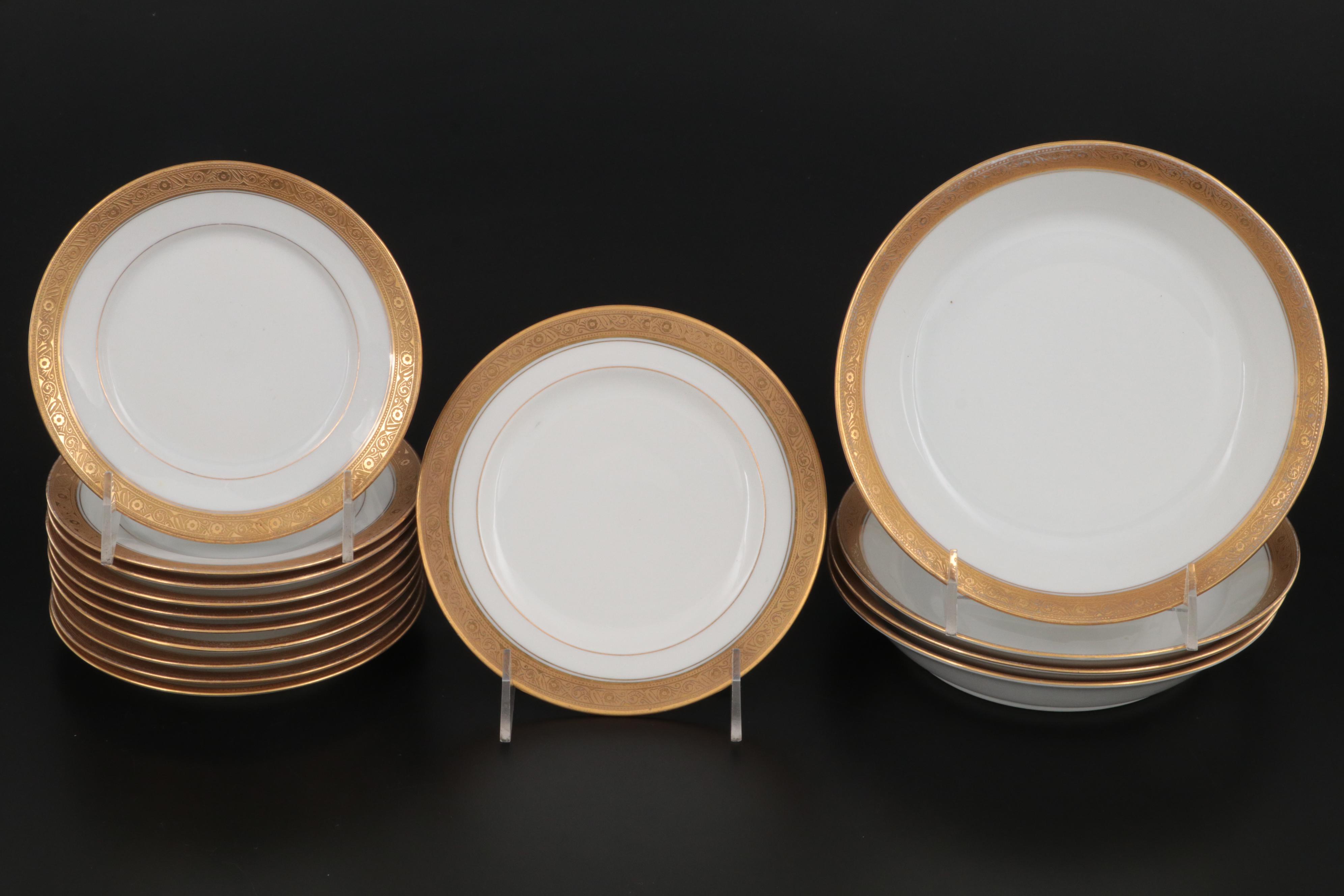Haviland Limoges and Other Gold Rimmed Porcelain Dinnerware