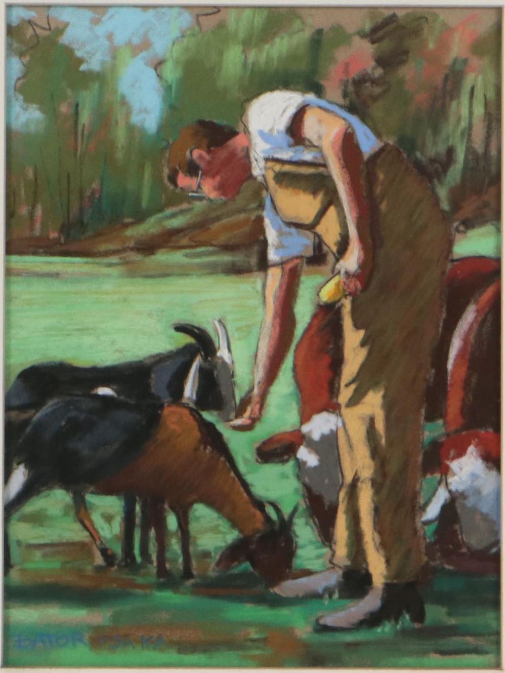 Martha Bator Pastel Drawing "Lunch Time"