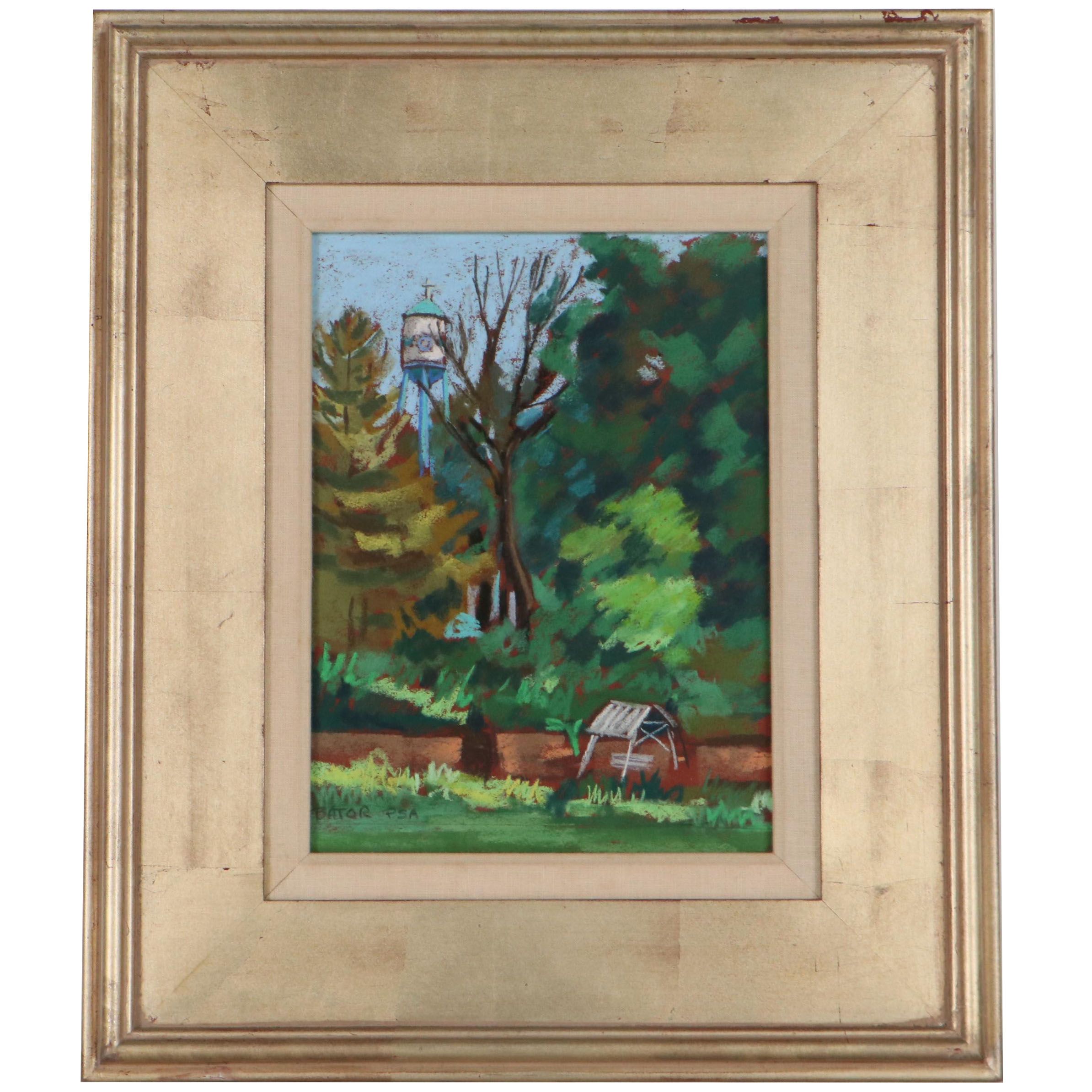 Martha Bator Pastel Drawing "The Picnic Place (Monastery)"