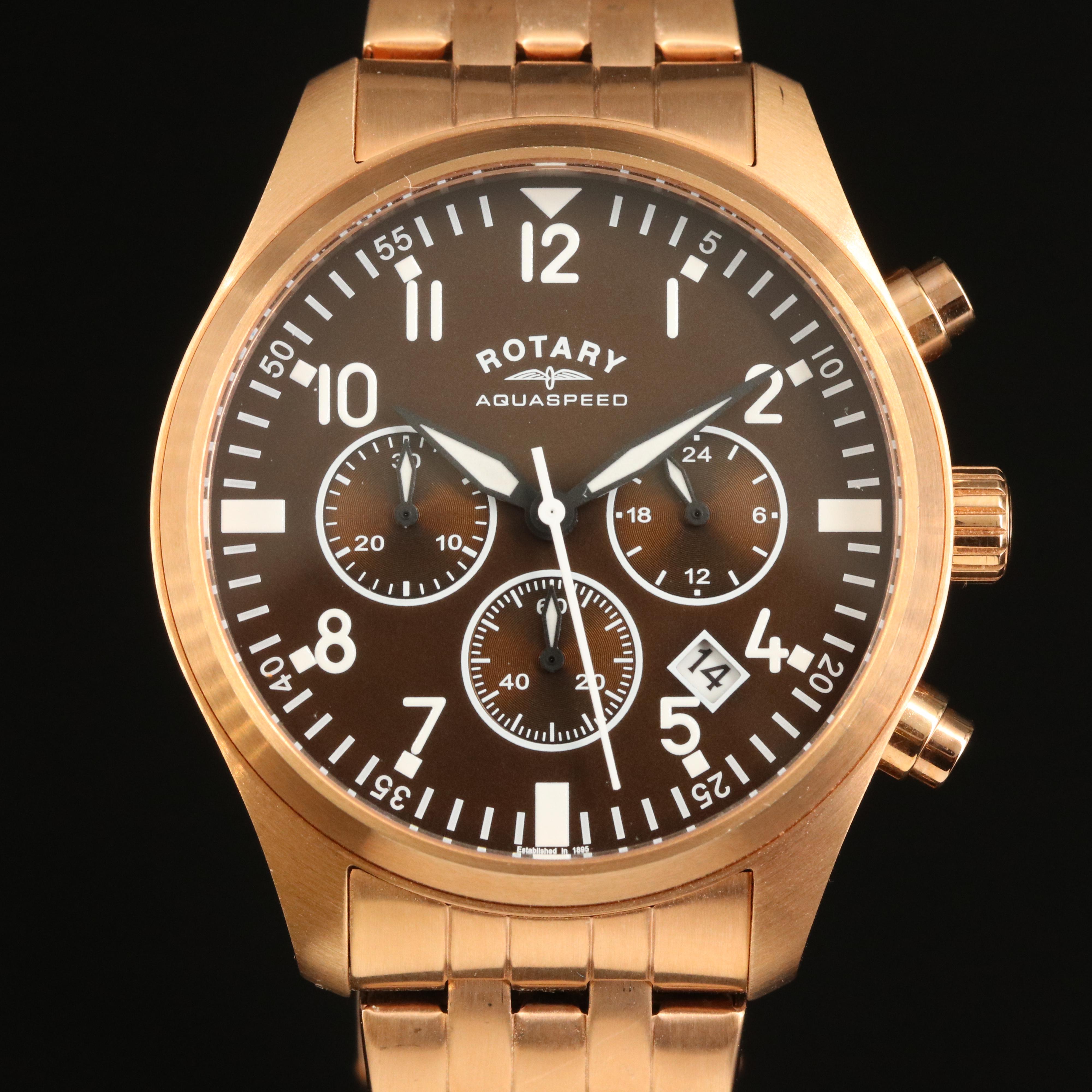 Rotary Rose Gold-Tone Chronograph Watch