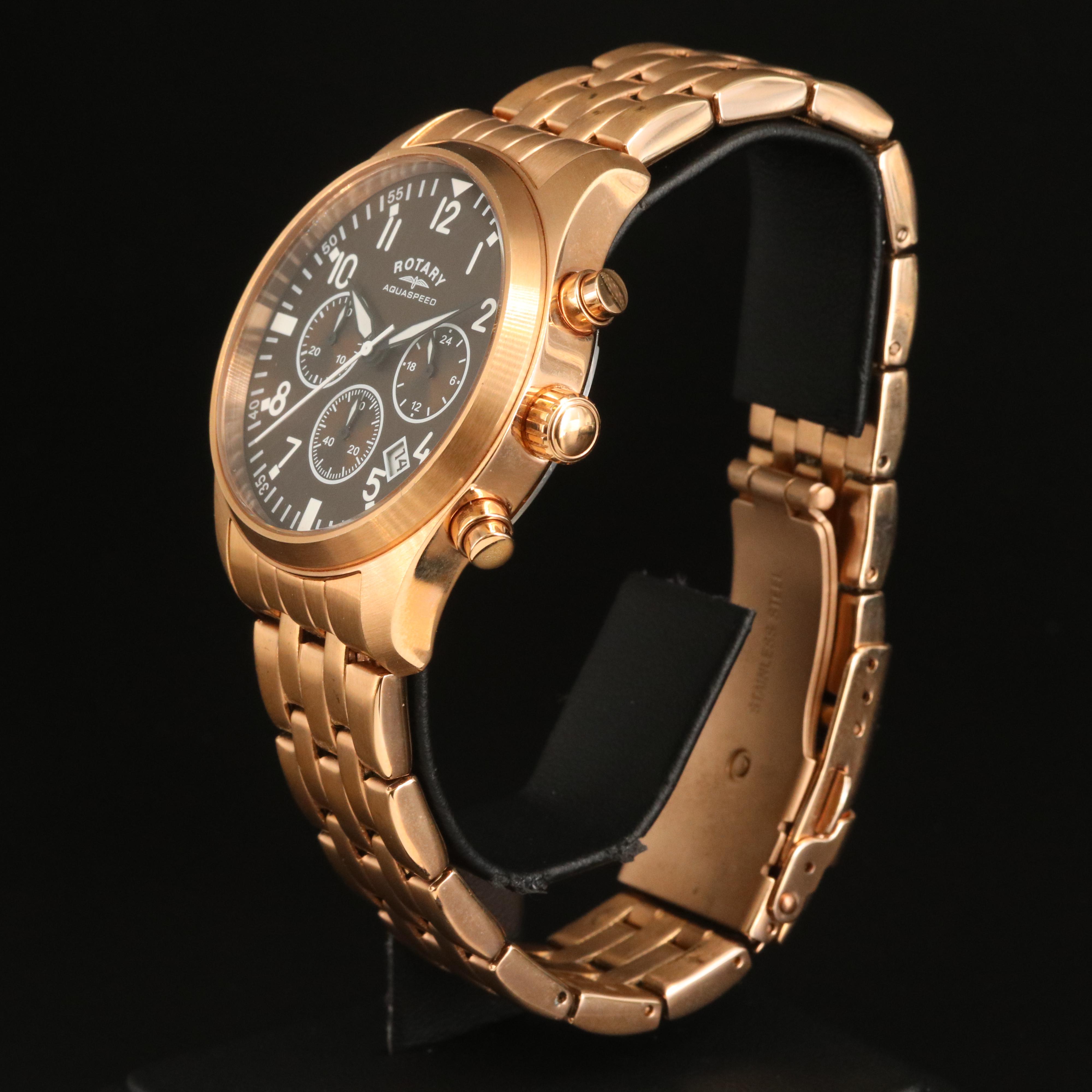 Rotary Rose Gold-Tone Chronograph Watch