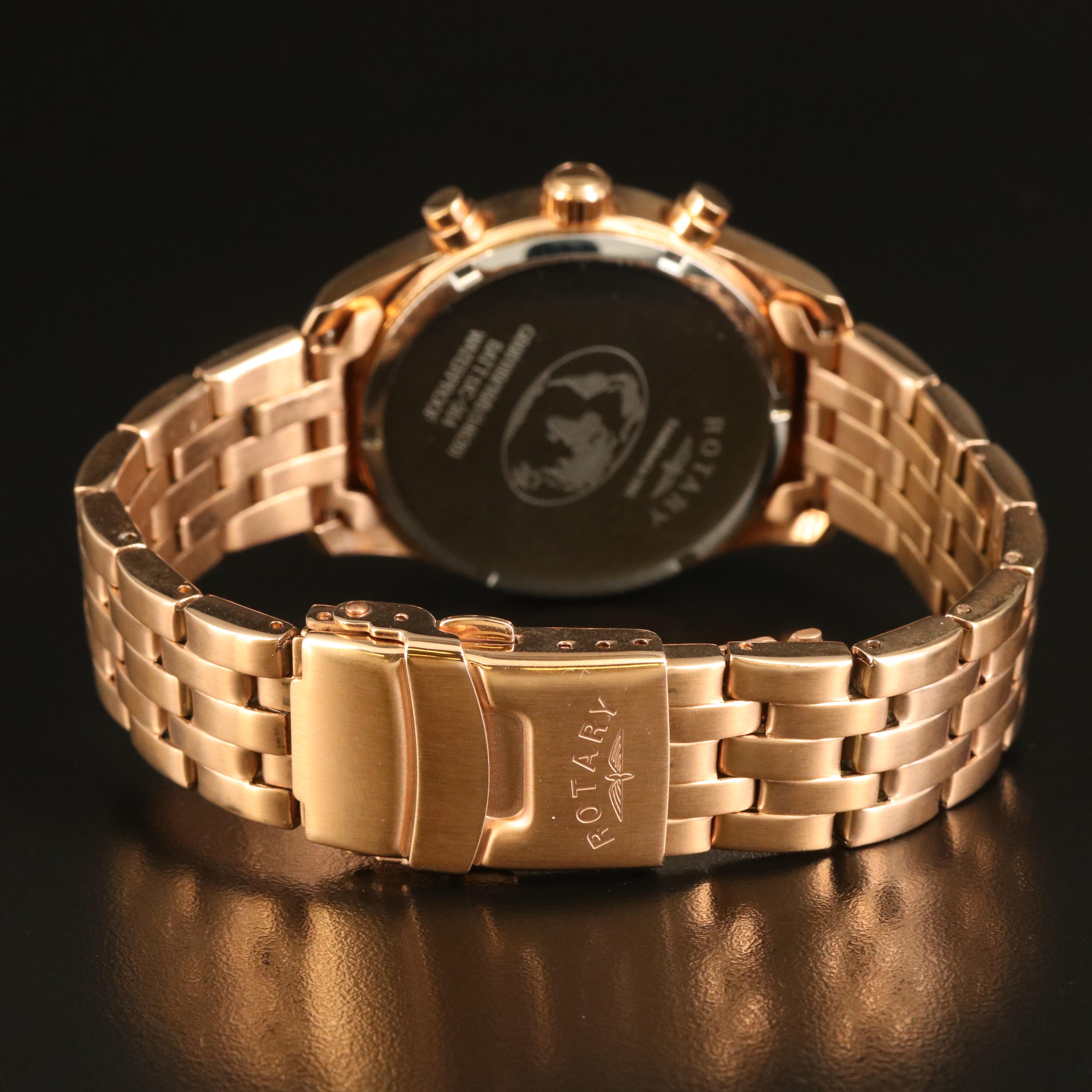 Rotary Rose Gold-Tone Chronograph Watch