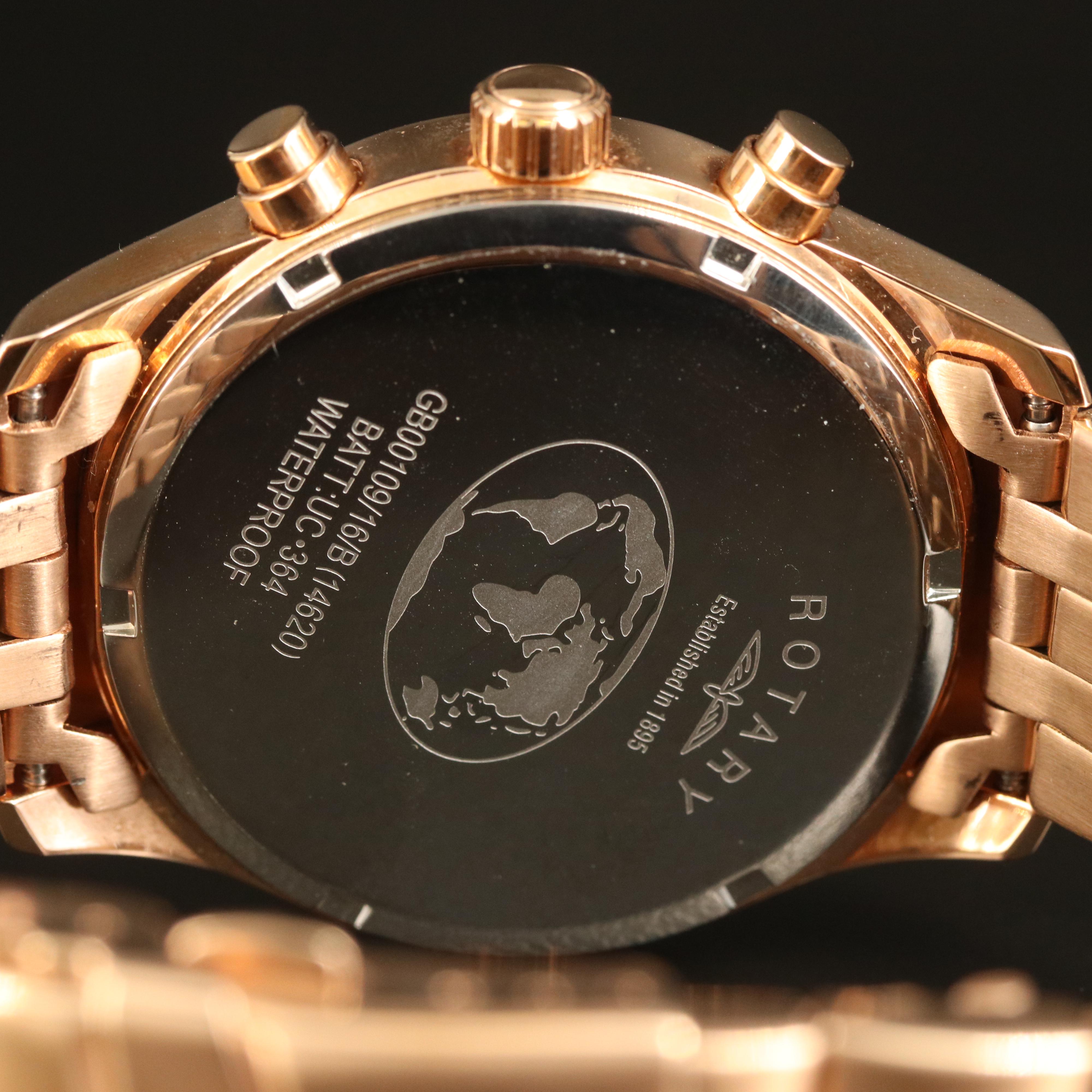 Rotary Rose Gold-Tone Chronograph Watch