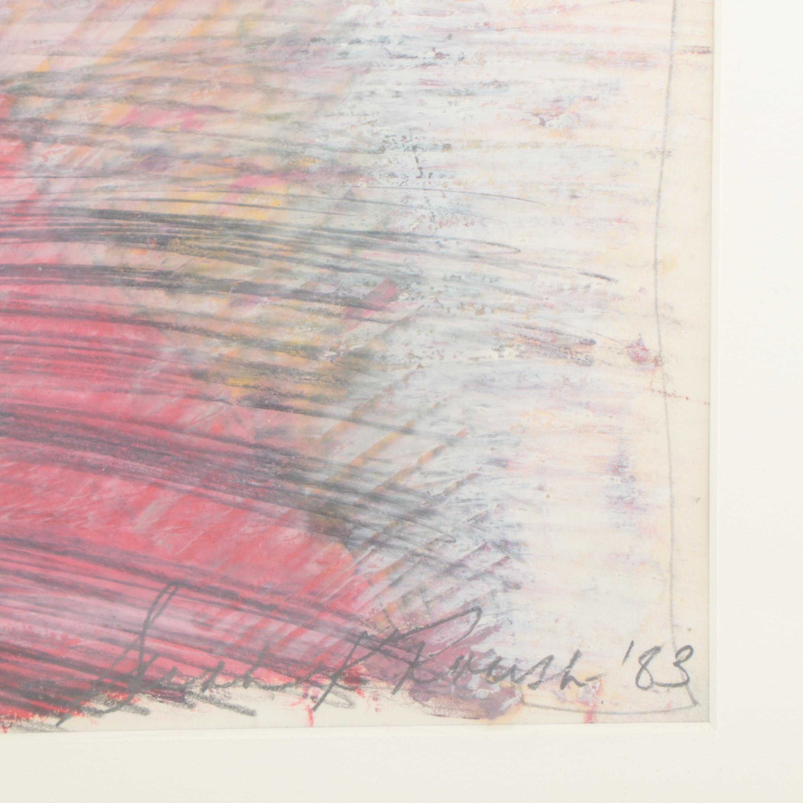 Sarah Roush Abstract Mixed Media Drawing, 1983