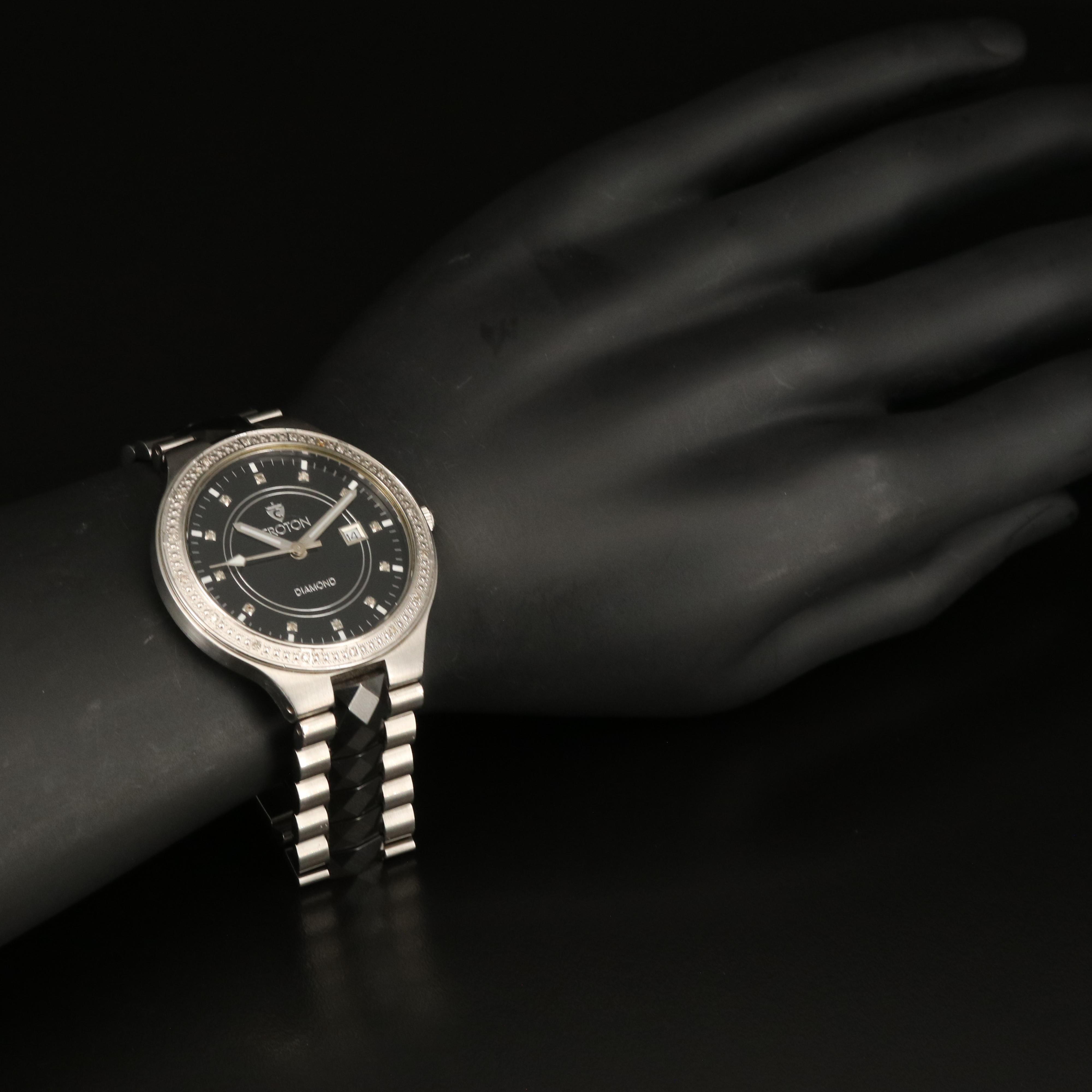 Croton Diamond and Ceramic Quartz Watch