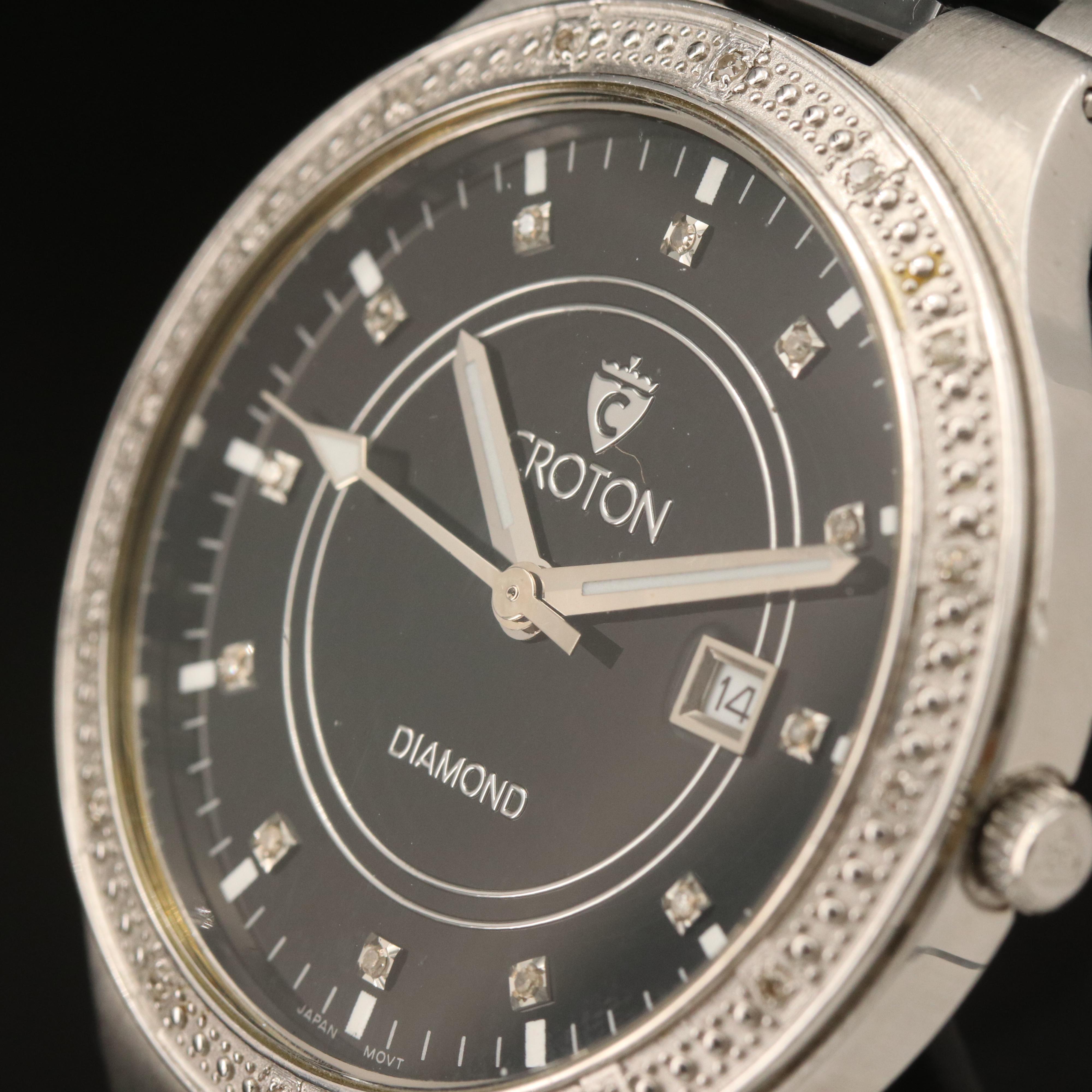 Croton Diamond and Ceramic Quartz Watch