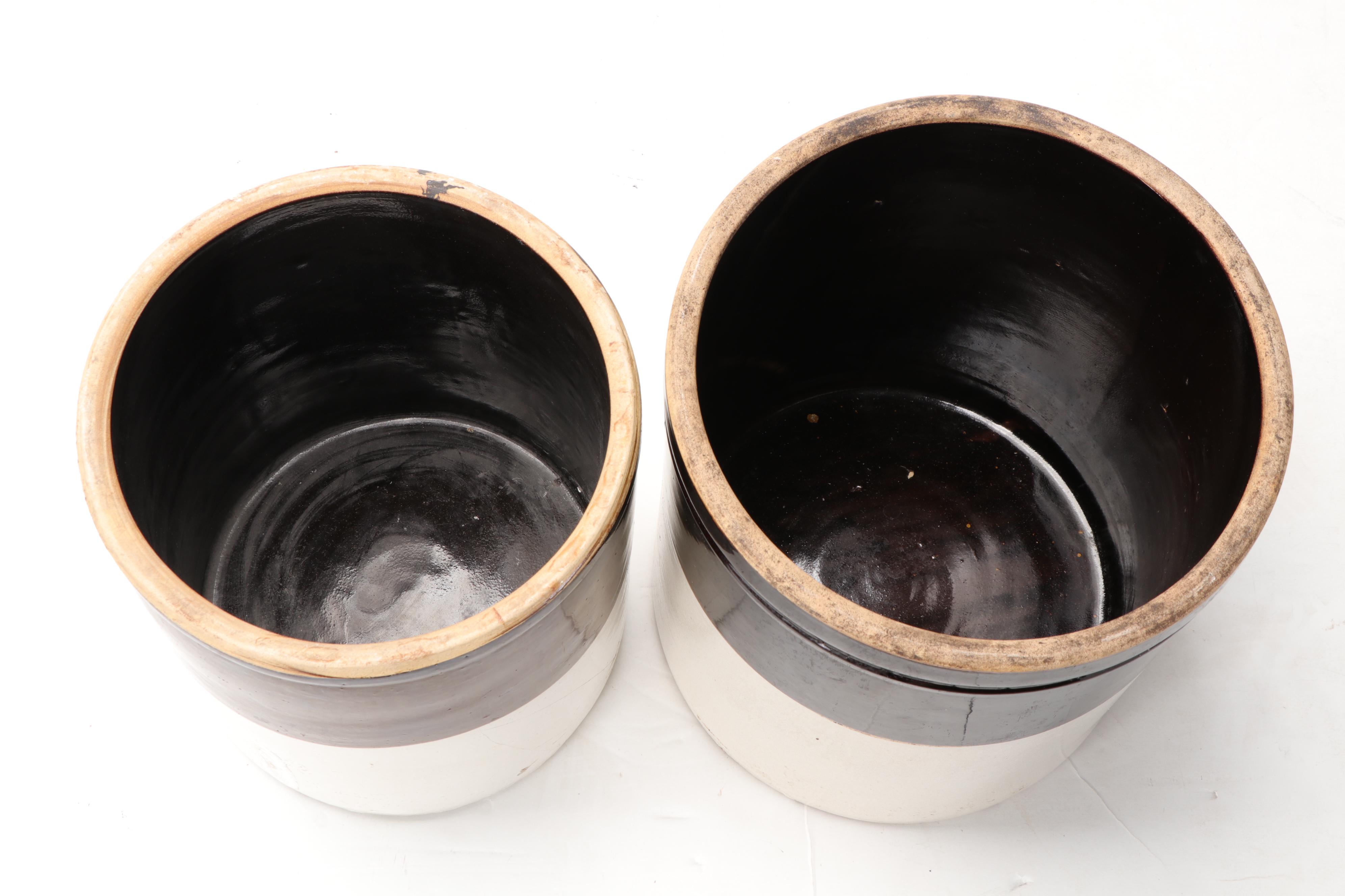 Robinson Ransbottom 6-Gallon and Alabama Miller 5-Gallon Stoneware Crocks