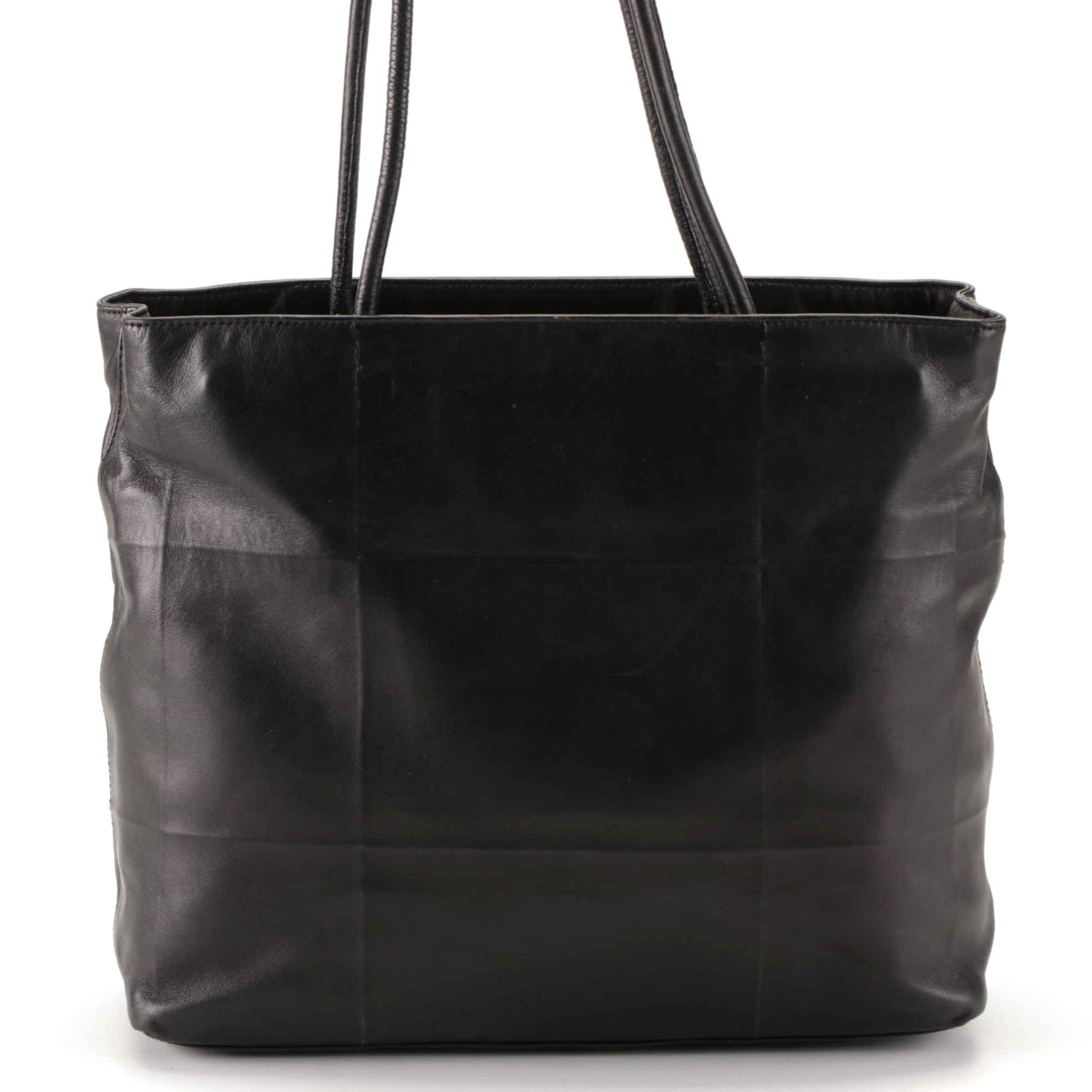 Prada Black Latticework Stitched Leather Tote Bag