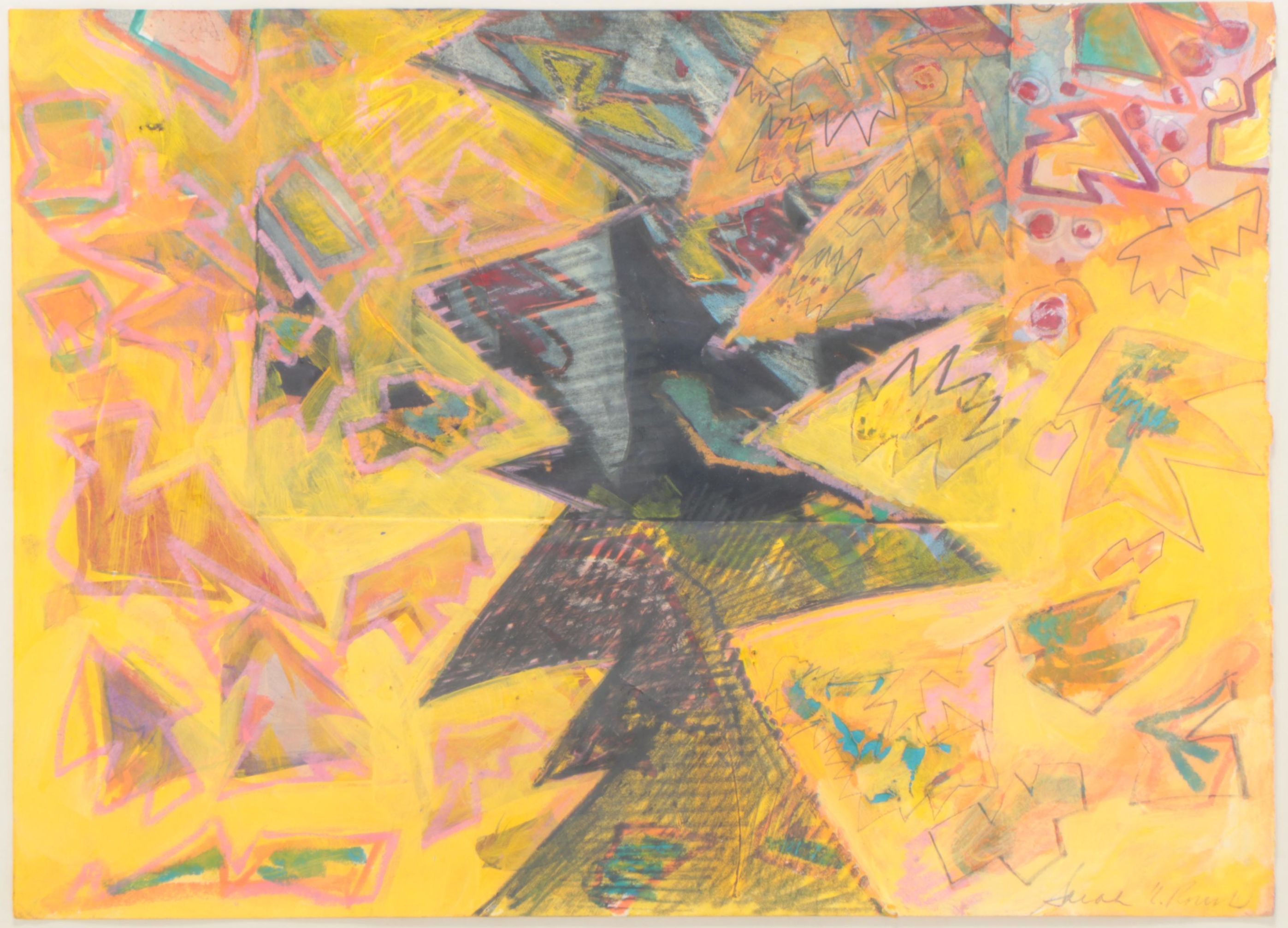 Sarah Roush Mixed Media Painting "Flying Teeth"