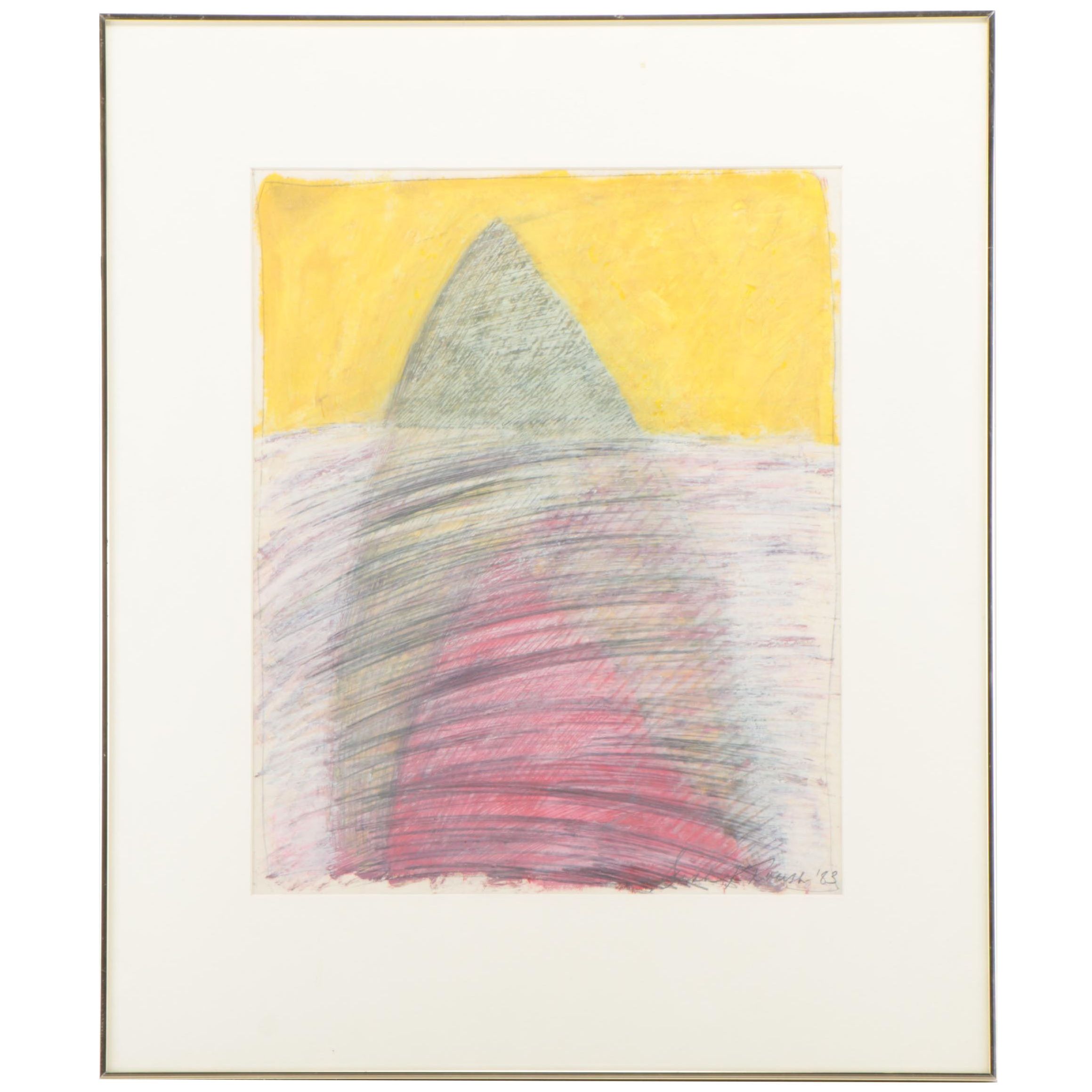 Sarah Roush Abstract Mixed Media Drawing, 1983