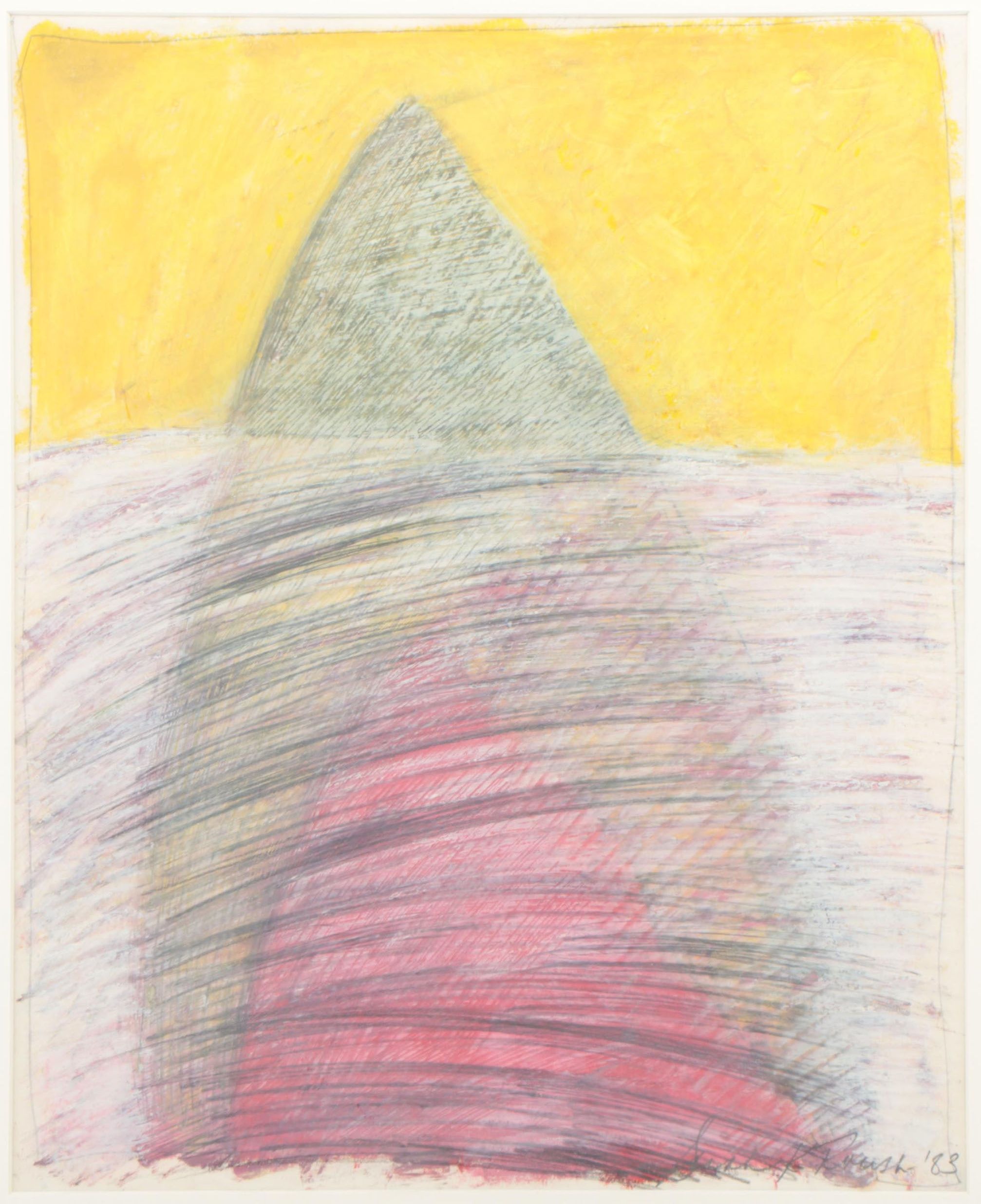 Sarah Roush Abstract Mixed Media Drawing, 1983