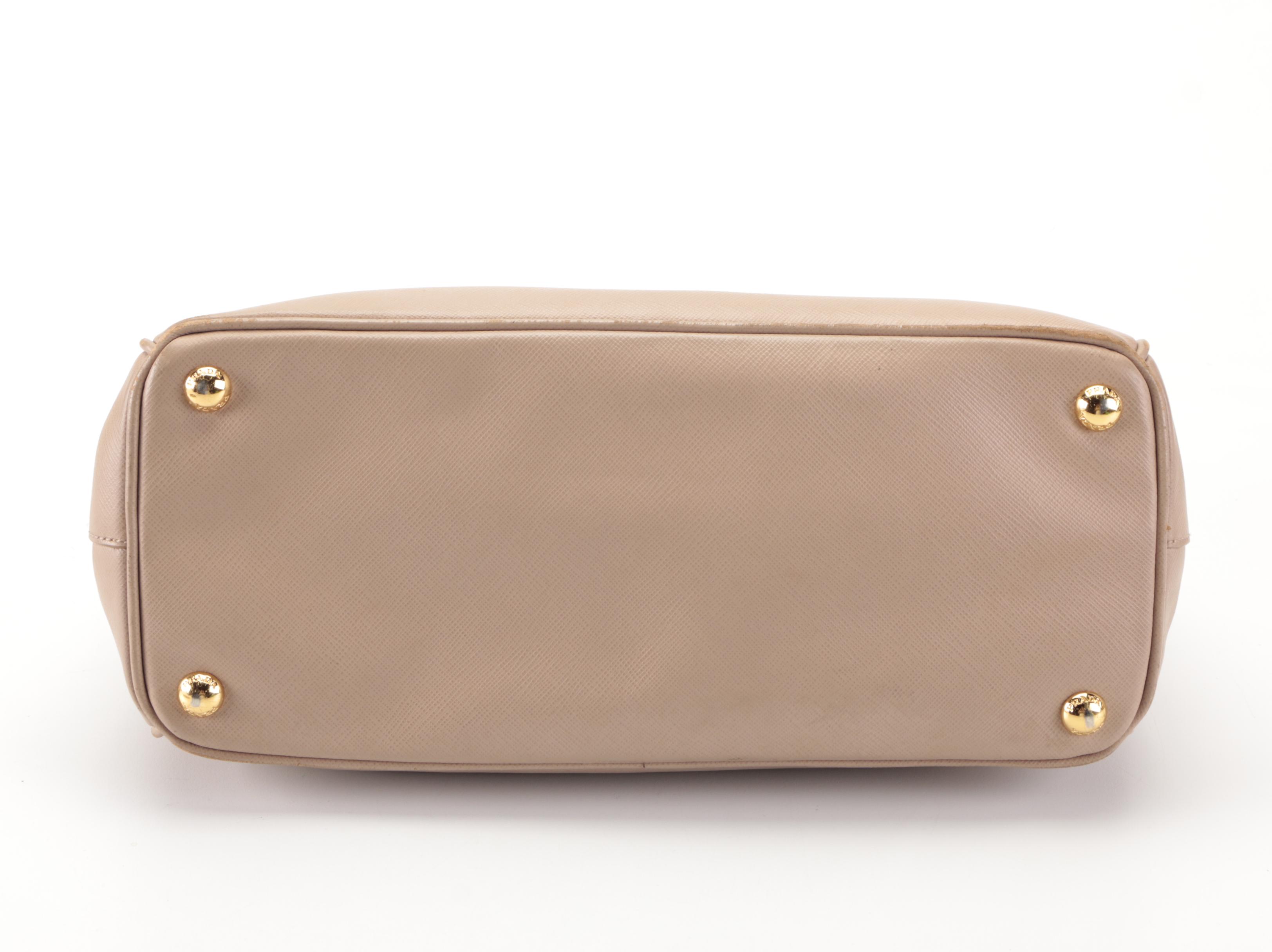 Prada Small Double-Zip Galleria Lux Tote in Blush Saffiano Leather with Strap