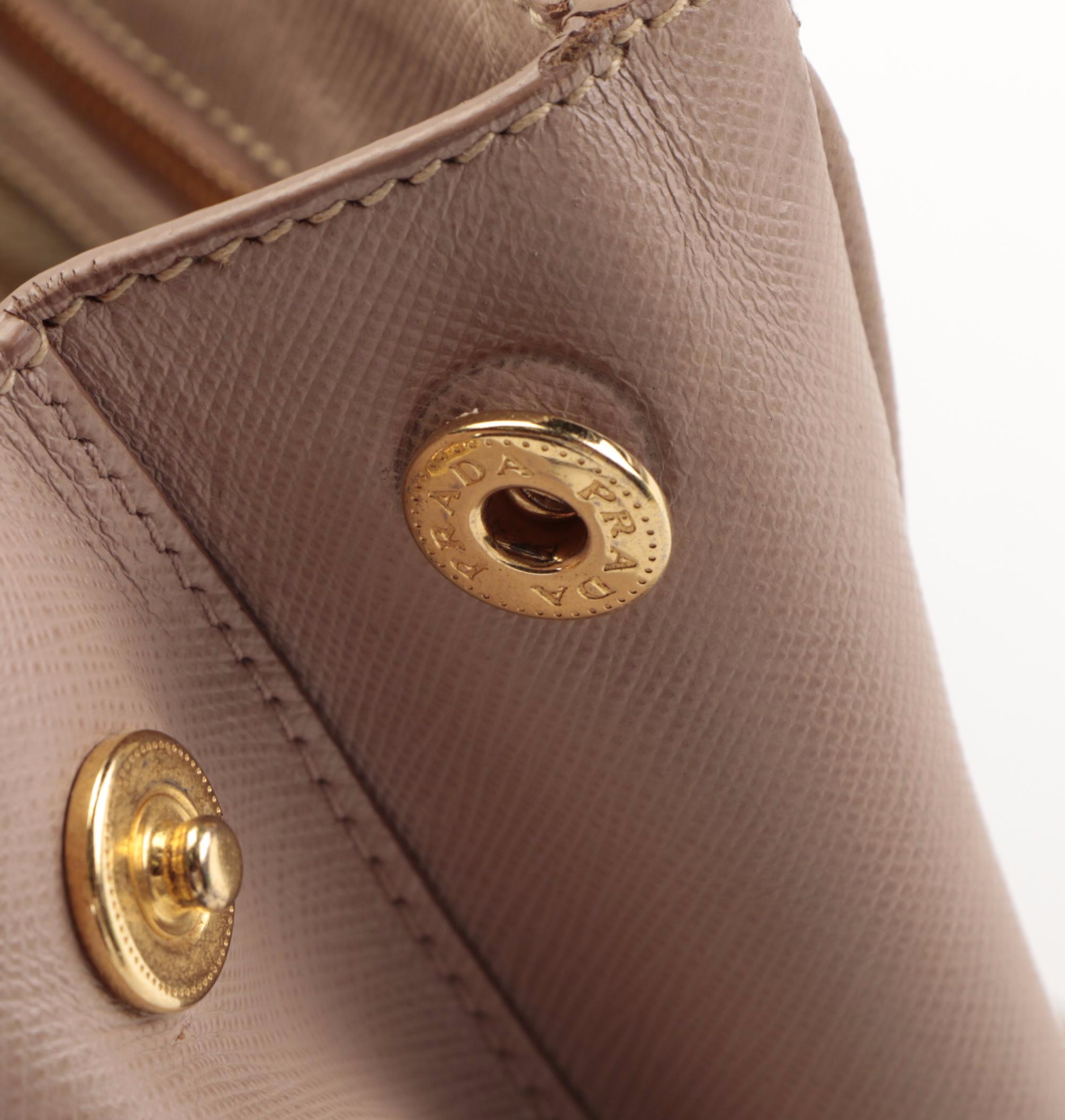 Prada Small Double-Zip Galleria Lux Tote in Blush Saffiano Leather with Strap