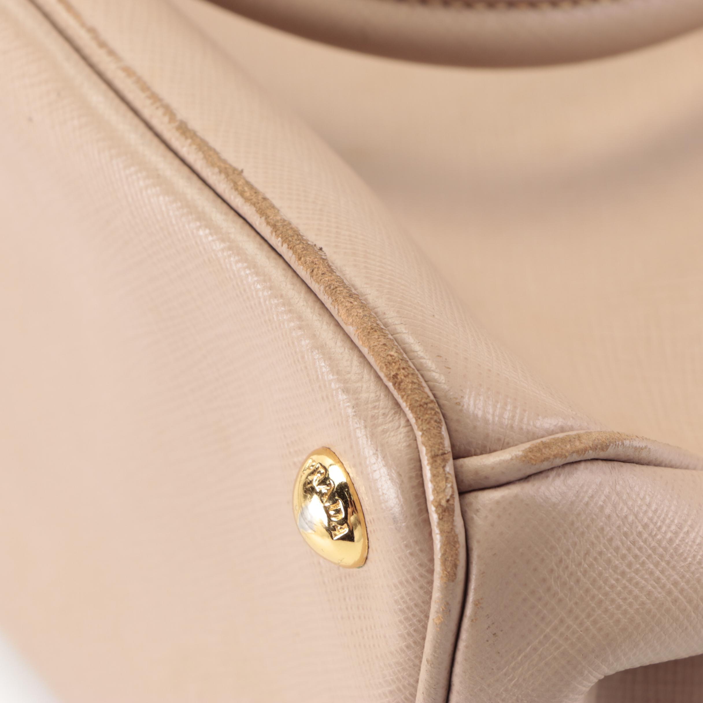 Prada Small Double-Zip Galleria Lux Tote in Blush Saffiano Leather with Strap