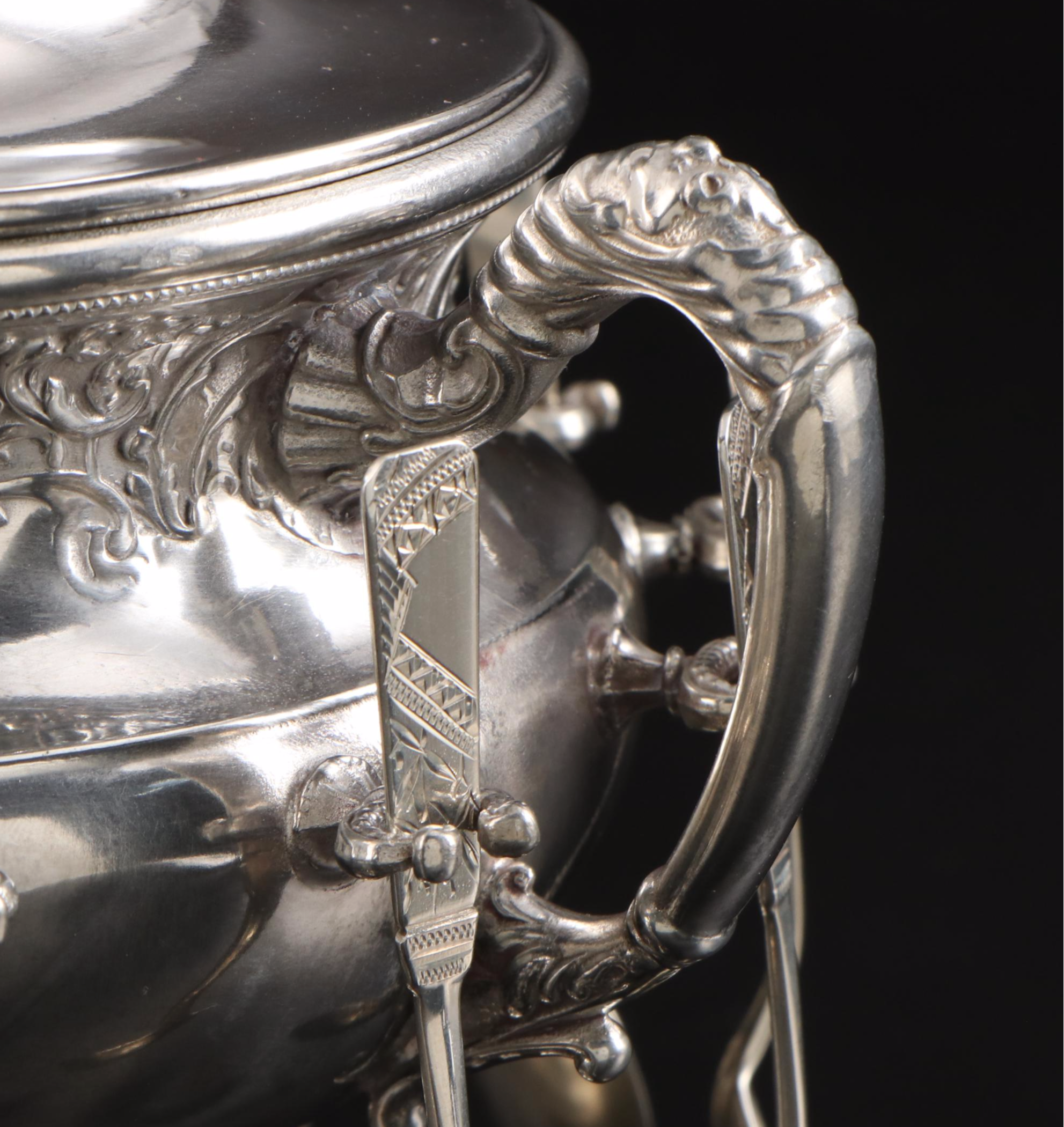 Victorian Style Silver Plate Spooner with Sterling Silver Spoons