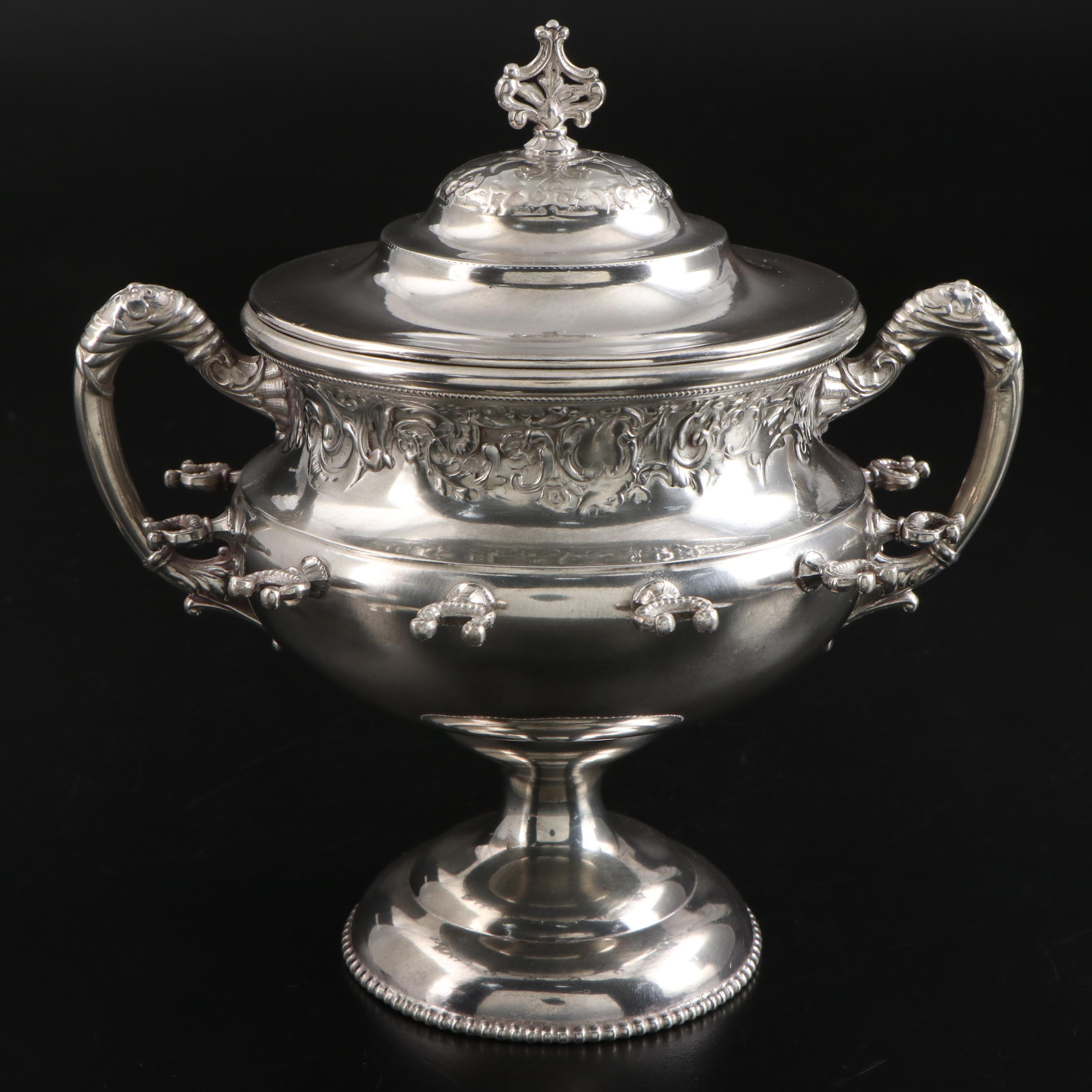 Victorian Style Silver Plate Spooner with Sterling Silver Spoons