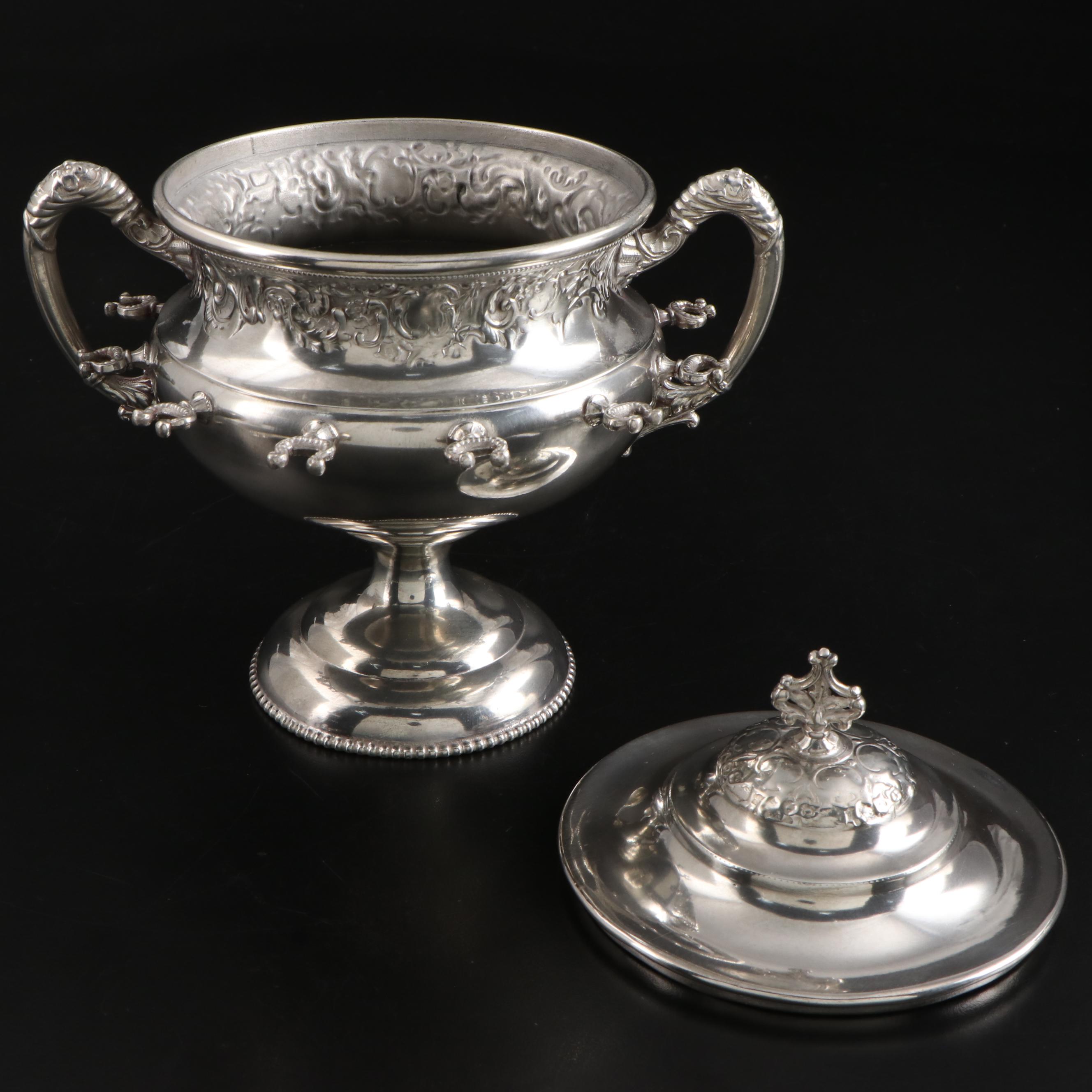 Victorian Style Silver Plate Spooner with Sterling Silver Spoons