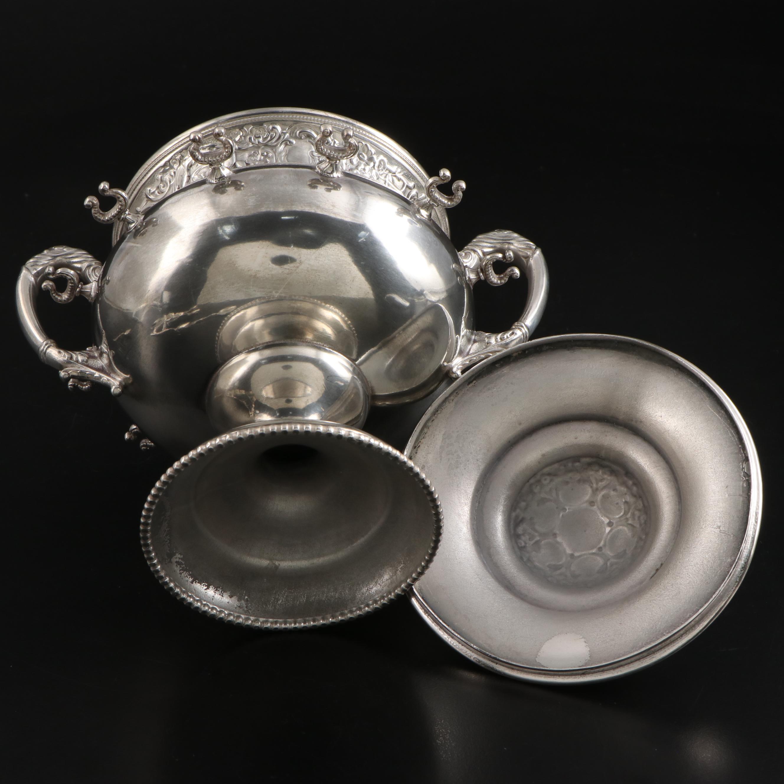 Victorian Style Silver Plate Spooner with Sterling Silver Spoons