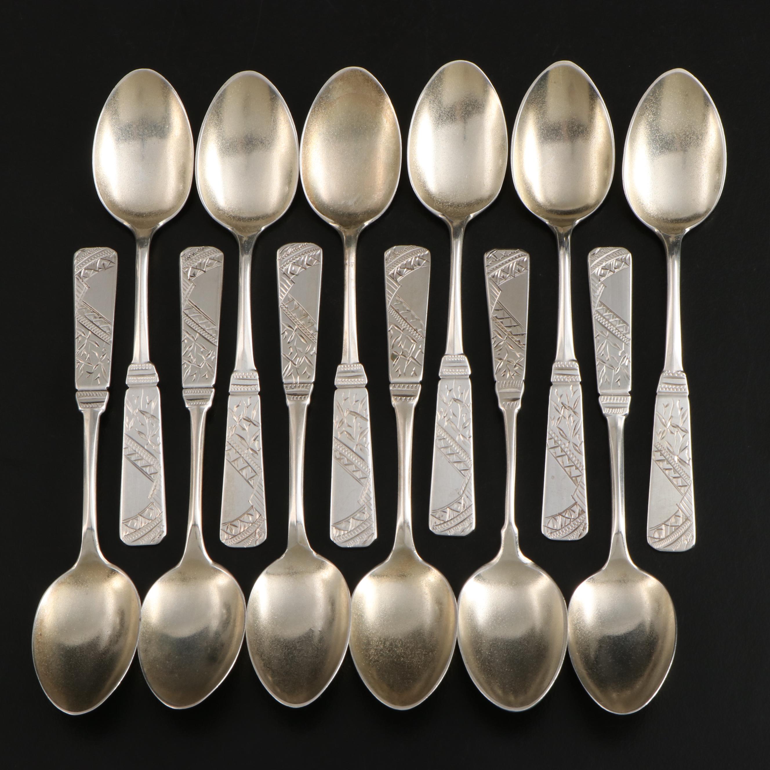 Victorian Style Silver Plate Spooner with Sterling Silver Spoons