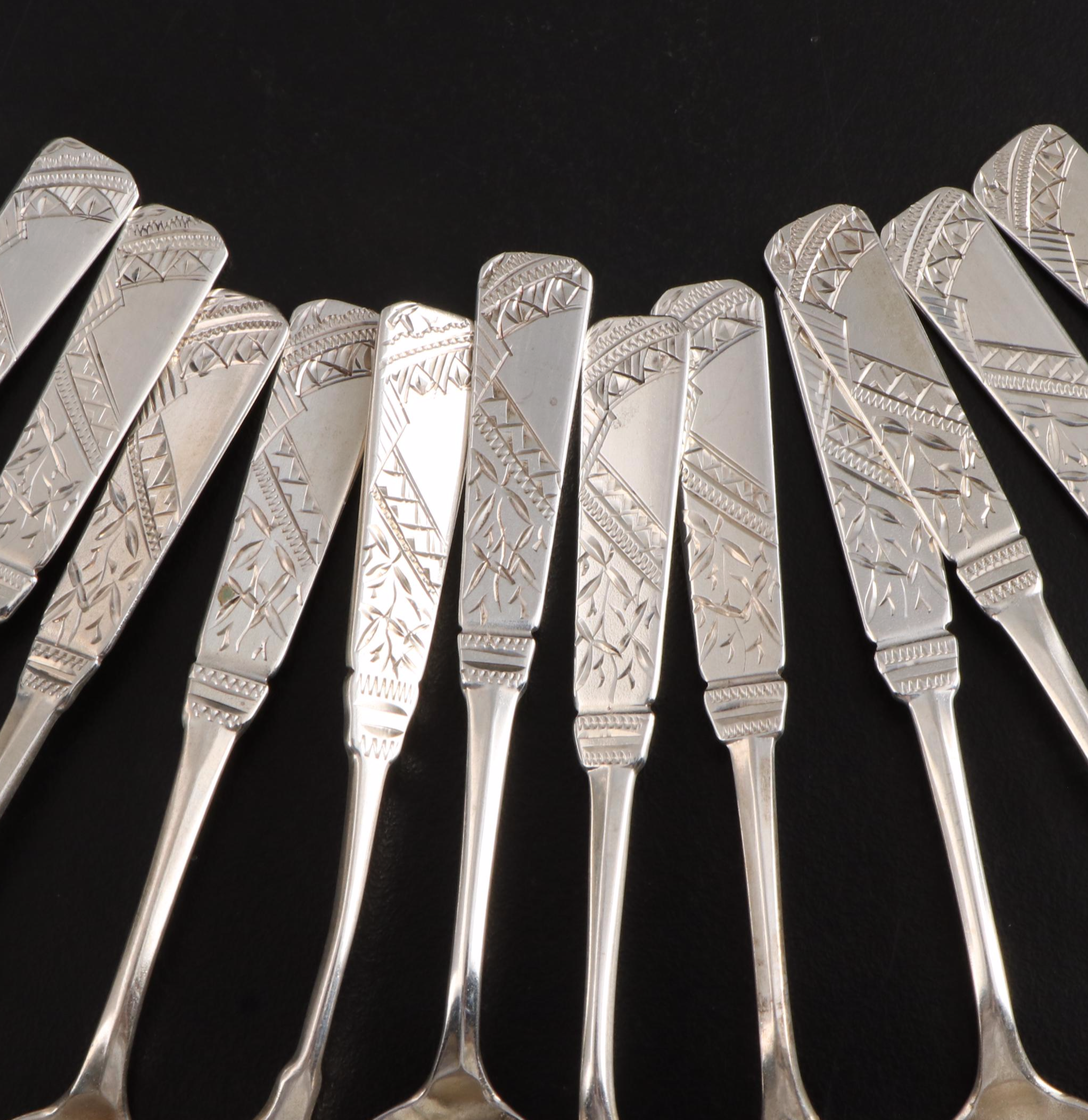 Victorian Style Silver Plate Spooner with Sterling Silver Spoons